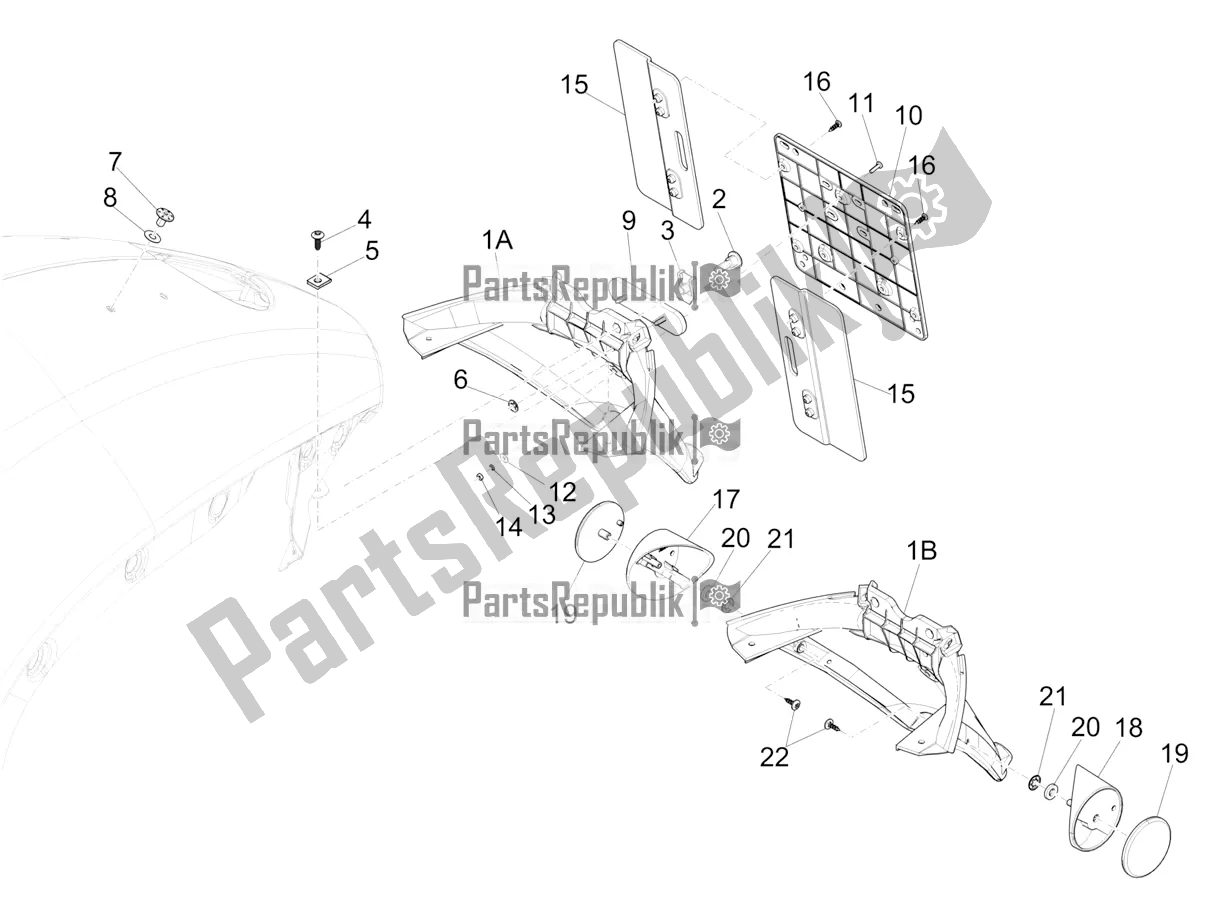 Toutes les pièces pour le Capot Arrière - Protection Contre Les éclaboussures du Vespa 946 125 4T 3V ABS 2018