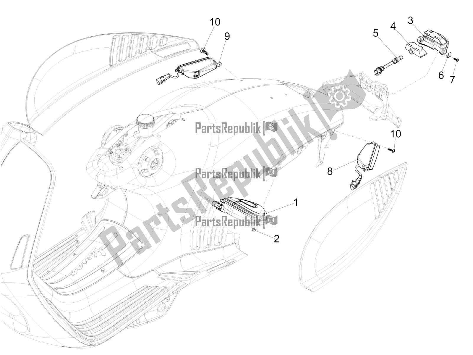 Toutes les pièces pour le Phares Arrière - Clignotants du Vespa 946 125 4T 3V ABS 2018