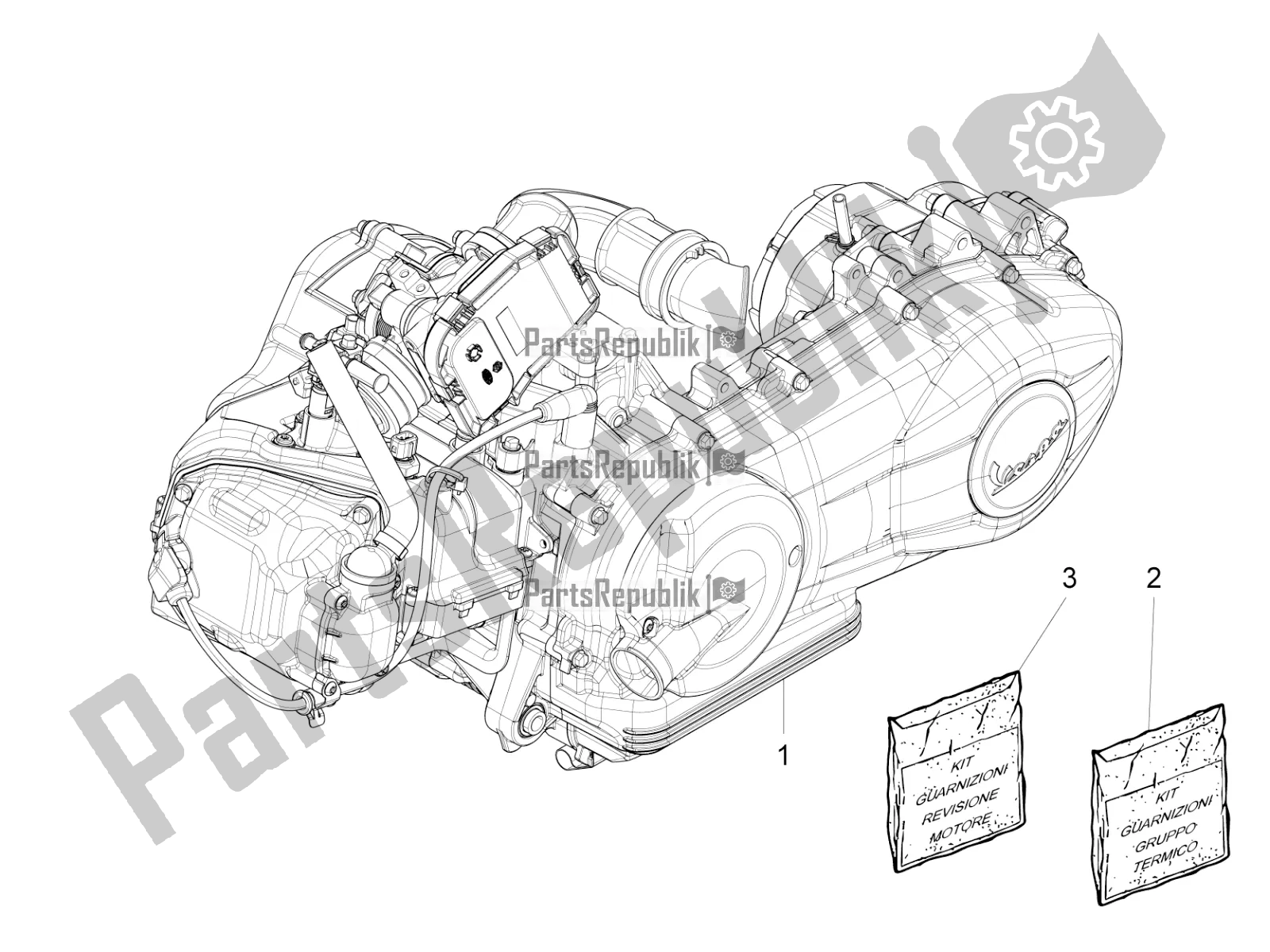 Toutes les pièces pour le Moteur, Assemblage du Vespa 946 125 4T 3V ABS-Armani 2016