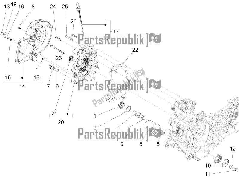 Toutes les pièces pour le Couvercle Magnéto Volant - Filtre à Huile du Vespa 946 125 4T 3V ABS-Armani 2016