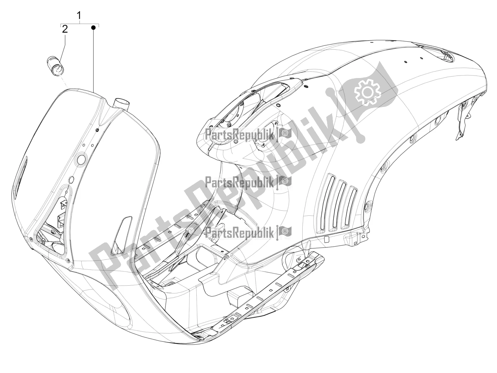 Tutte le parti per il Telaio / Carrozzeria del Vespa 946 125 4T 3V ABS-Armani 2016