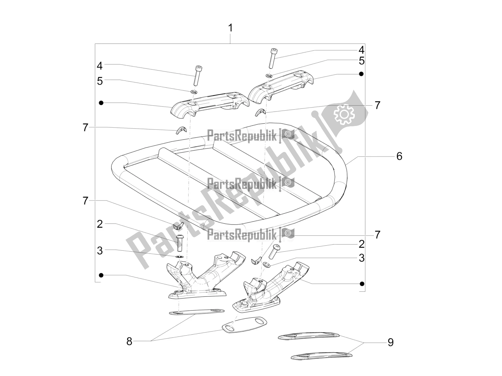 Toutes les pièces pour le Porte-bagages Arrière du Vespa 946 125 4T 3V ABS-Armani 2016