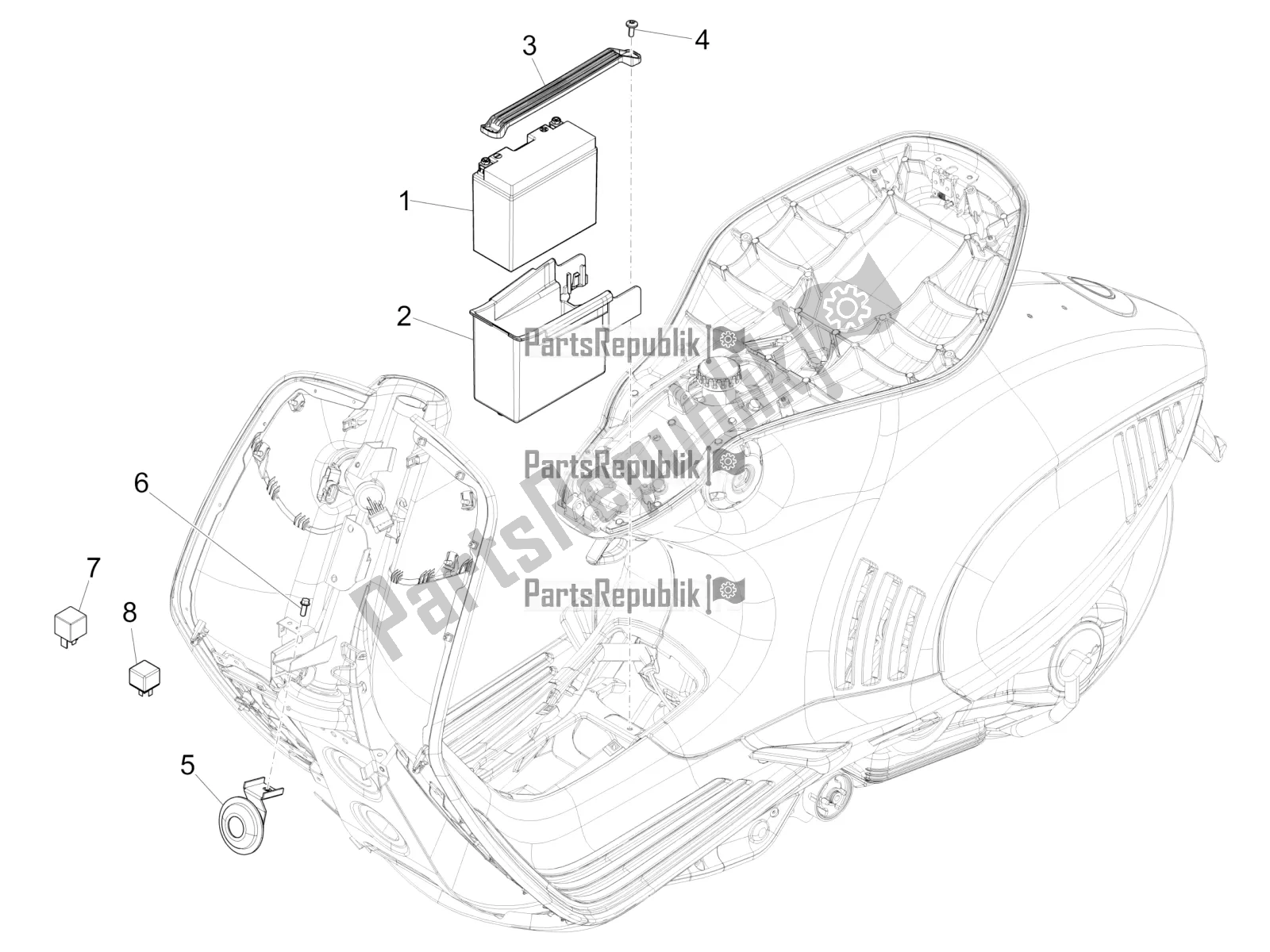 All parts for the Remote Control Switches - Battery - Horn of the Vespa 946 125 4T 3V ABS-Armani 2016