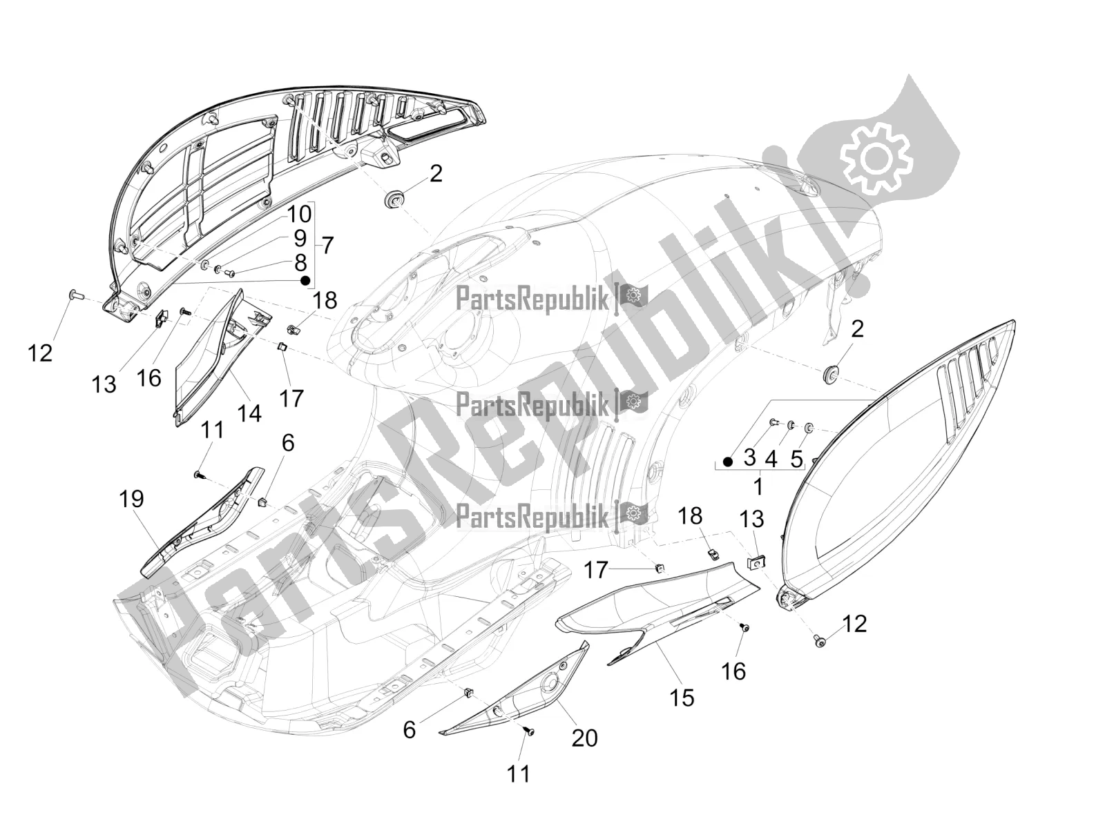 Toutes les pièces pour le Couvercle Latéral - Spoiler du Vespa 946 125 4T 3V ABS-Armani 2016