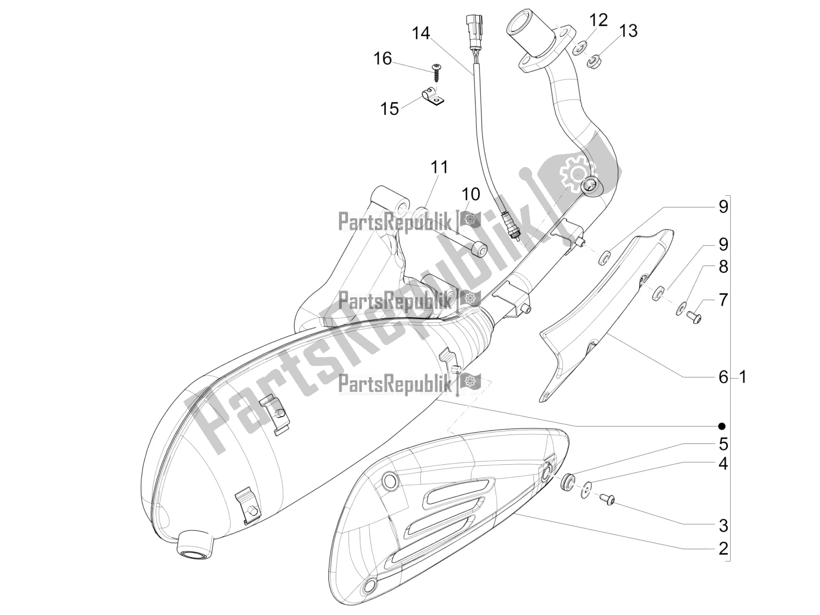 Tutte le parti per il Silenziatore del Vespa 946 125 4T 3V ABS-Armani 2016