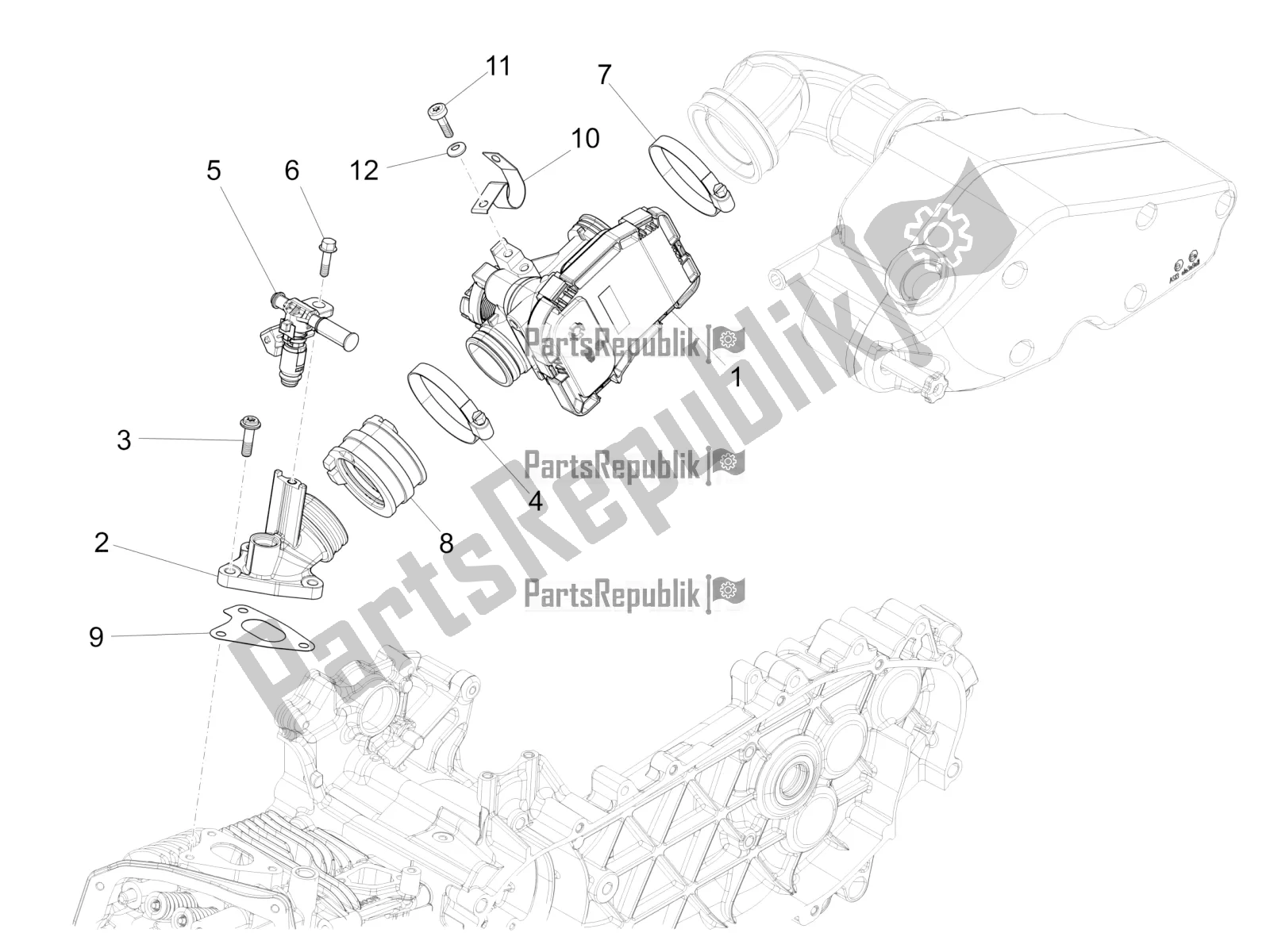 All parts for the Throttle Body - Injector - Induction Joint of the Vespa 946 125 4T 3V ABS-Armani 2016