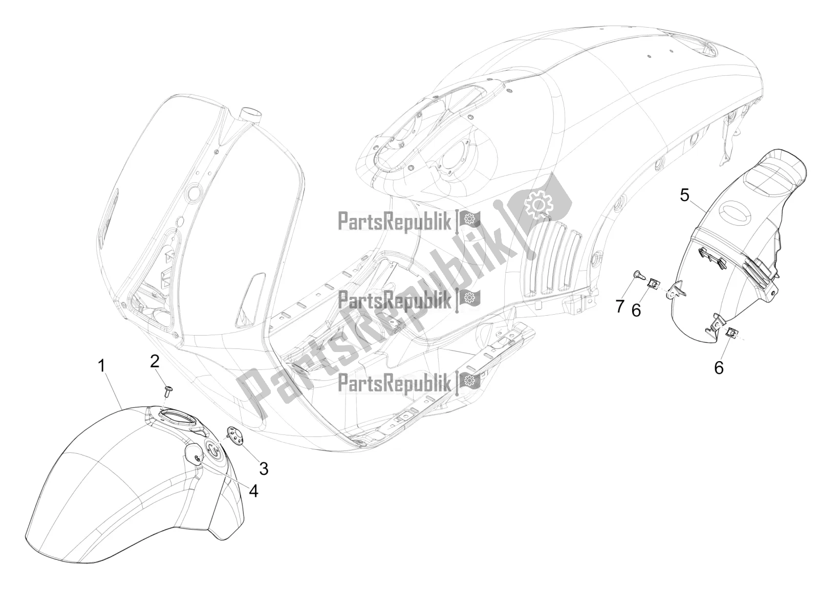 Toutes les pièces pour le Logement De Roue - Garde-boue du Vespa 946 125 4T 3V ABS-Armani 2016