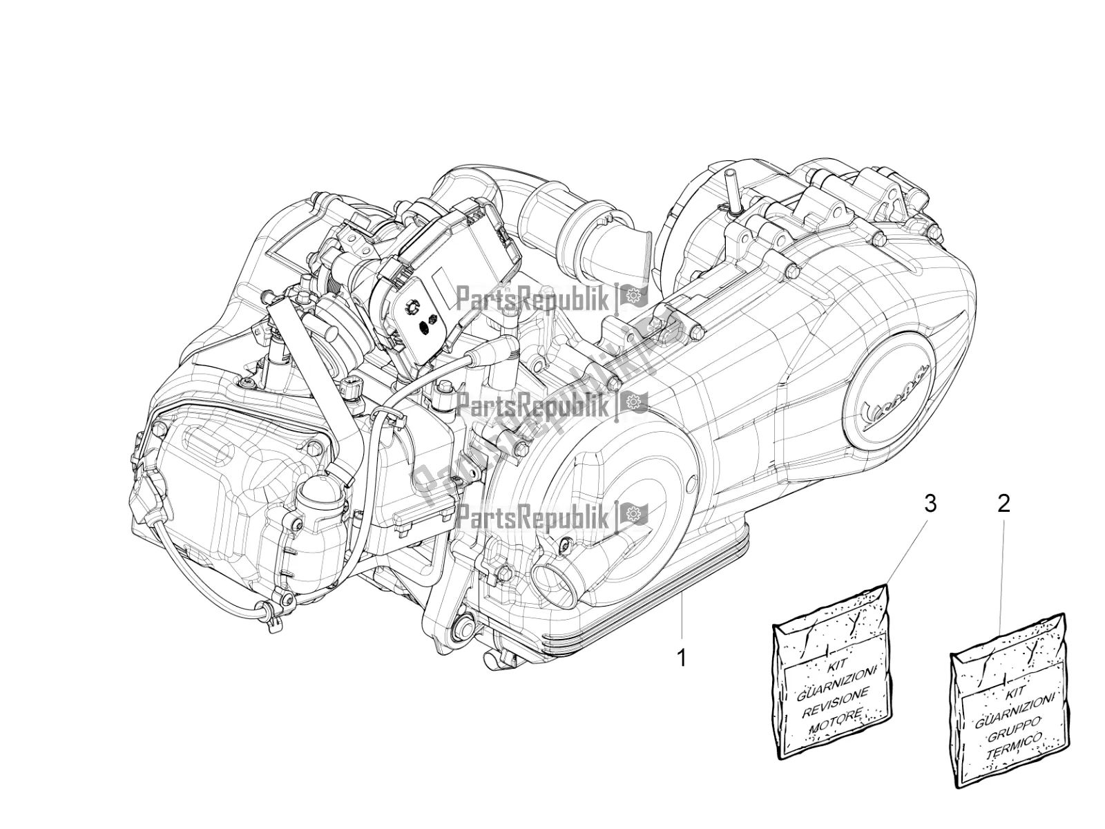 Todas as partes de Montagem De Motor do Vespa 946 125 4T 3V ABS-Armani 2017