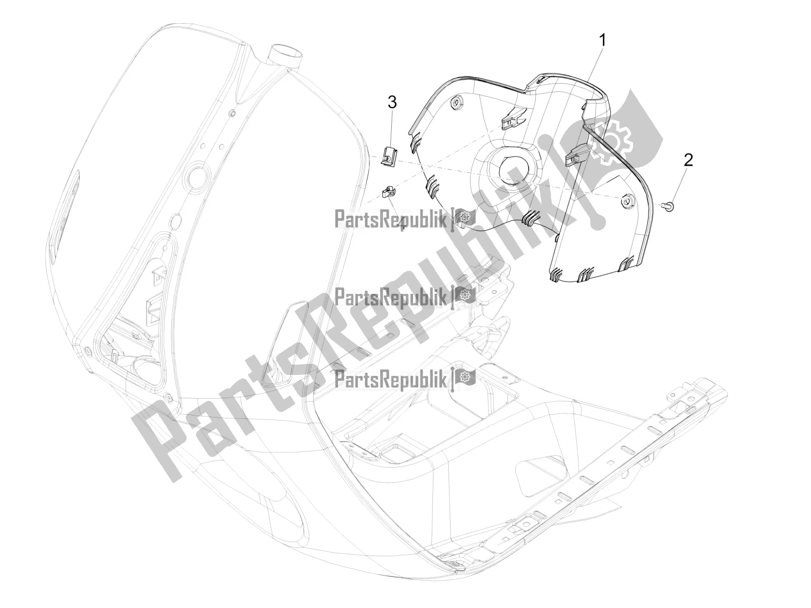 All parts for the Front Glove-box - Knee-guard Panel of the Vespa 946 125 4T 3V ABS-Armani 2017