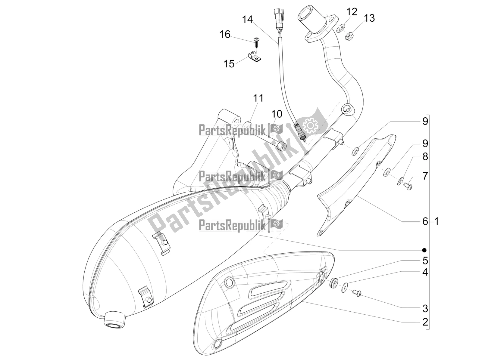 All parts for the Silencer of the Vespa 946 125 4T 3V ABS-Armani 2017