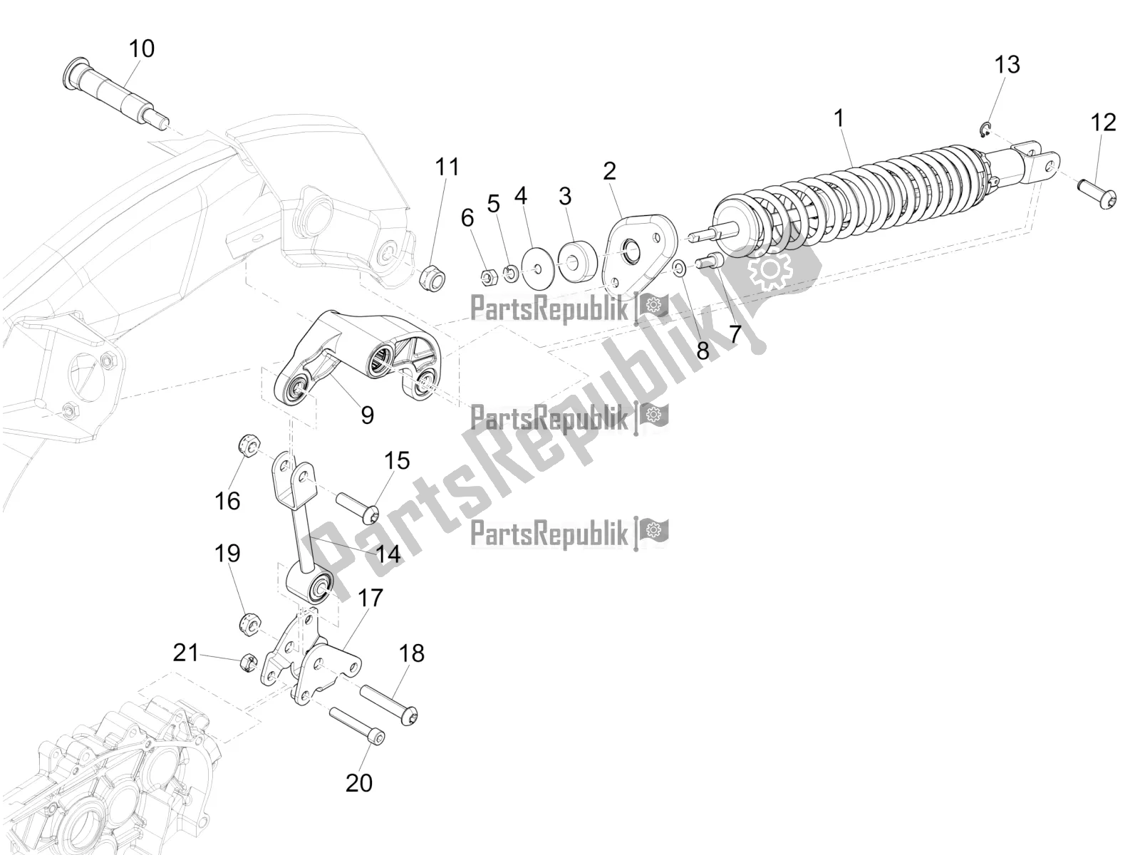 All parts for the Rear Suspension - Shock Absorber/s of the Vespa 946 125 ABS CD 2021