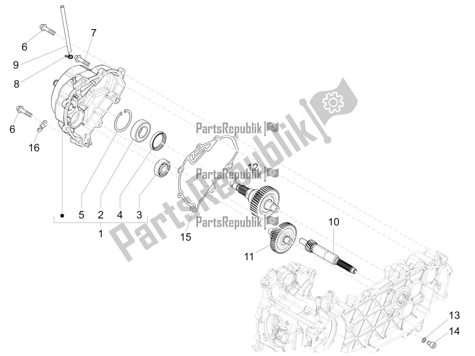 All parts for the Reduction Unit of the Vespa 946 125 ABS CD 2021