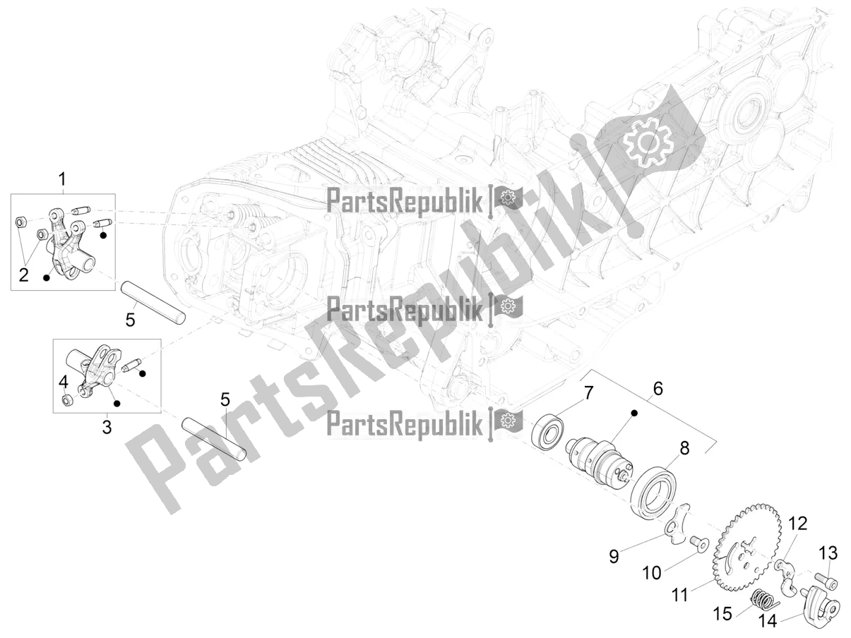 All parts for the Rocking Levers Support Unit of the Vespa 946 125 ABS CD 2021