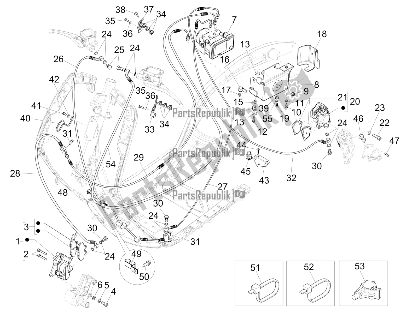 Todas las partes para Frenos Tubos - Pinzas (abs) de Vespa 946 125 ABS CD 2022