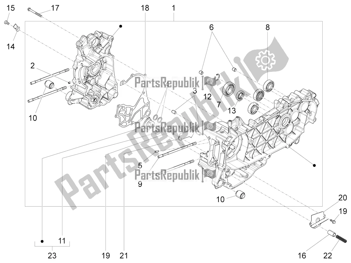 All parts for the Crankcase of the Vespa 946 125 ABS CD 2022