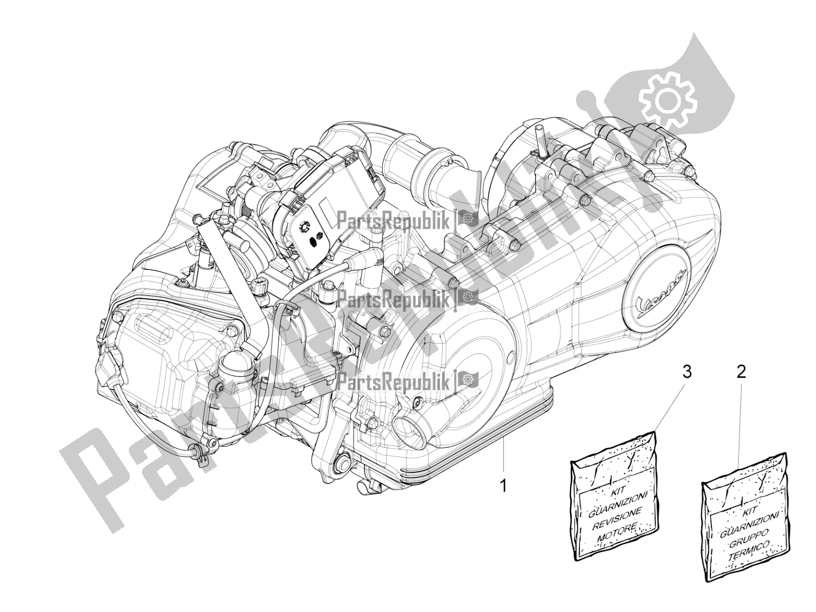 Toutes les pièces pour le Moteur, Assemblage du Vespa 946 125 ABS CD 2022