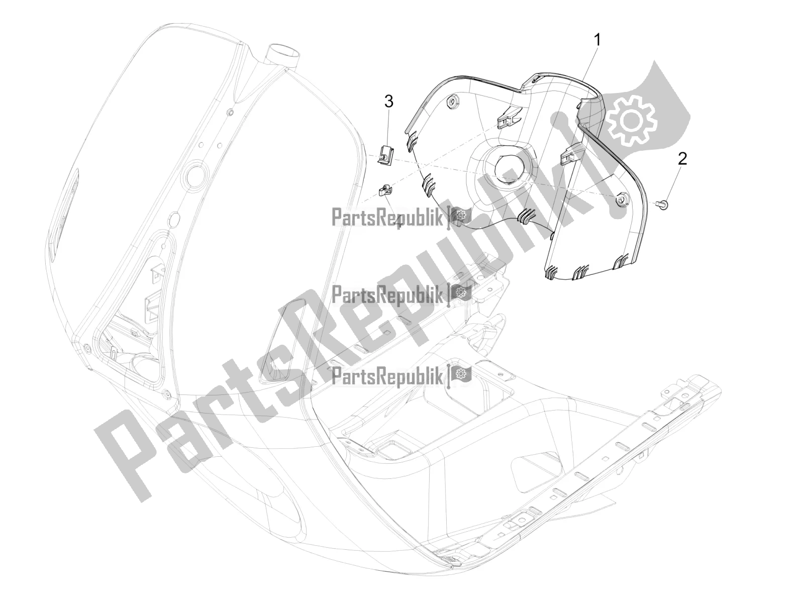 Tutte le parti per il Vano Portaoggetti Anteriore - Pannello Di Protezione Per Le Ginocchia del Vespa 946 125 ABS CD 2022