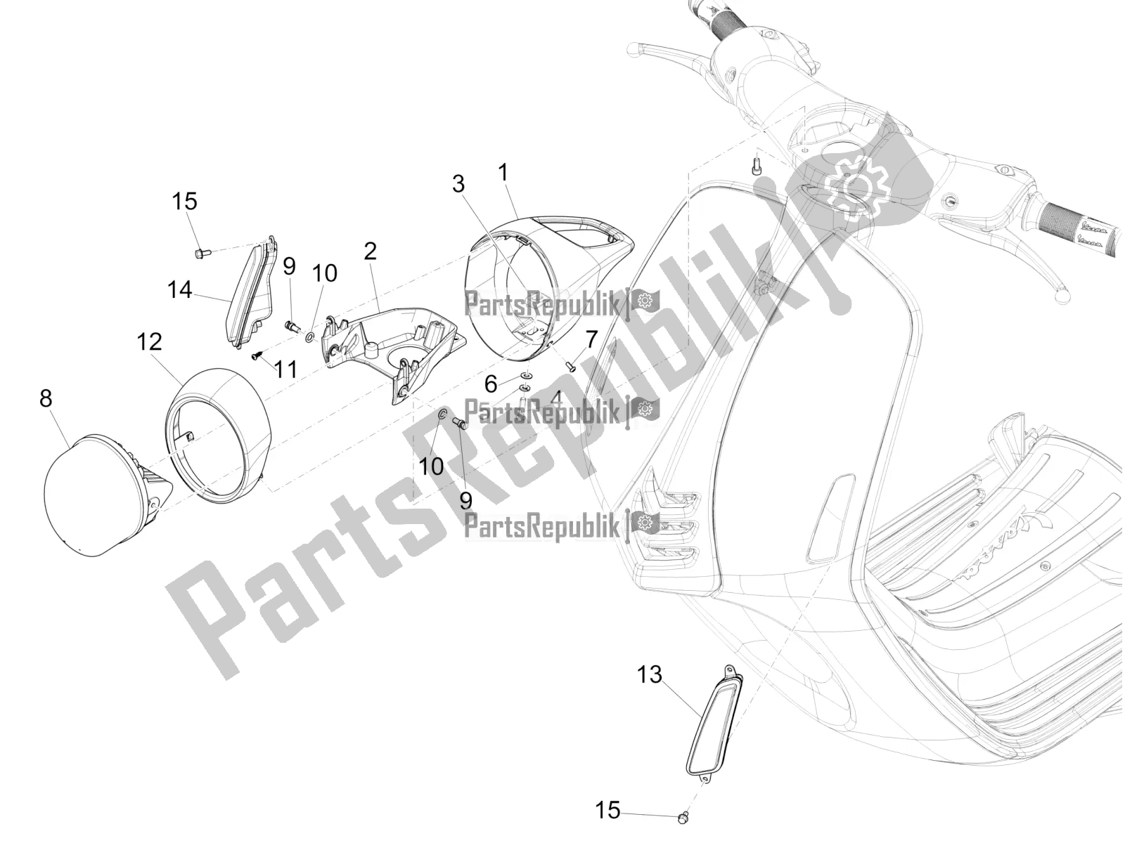 Todas las partes para Faros Delanteros - Luces Intermitentes de Vespa 946 125 ABS CD 2022