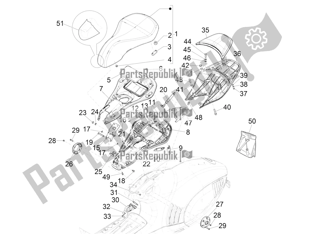 Todas as partes de Sela / Assentos do Vespa 946 125 ABS CD 2022