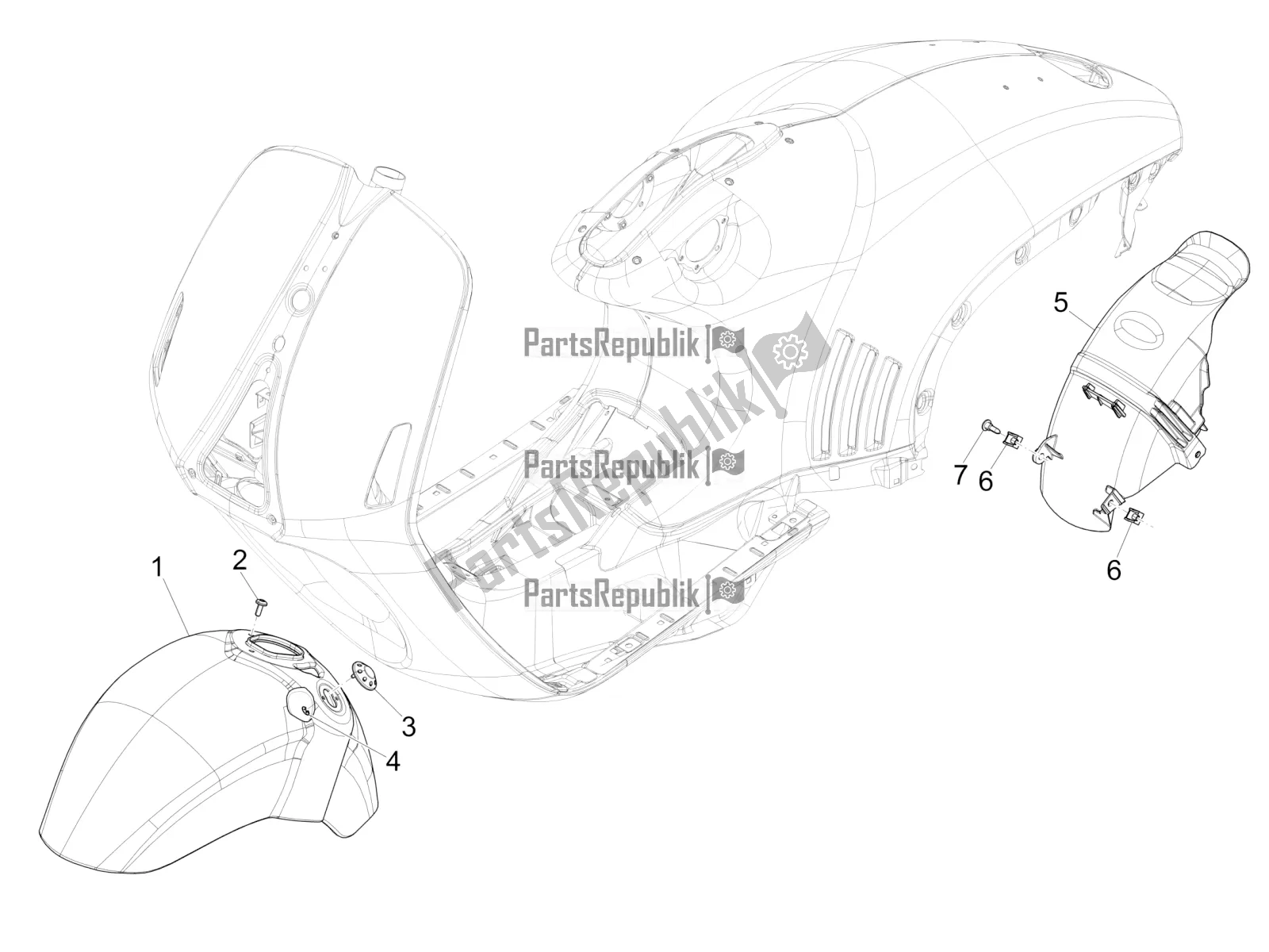 Toutes les pièces pour le Logement De Roue - Garde-boue du Vespa 946 125 ABS CD 2022