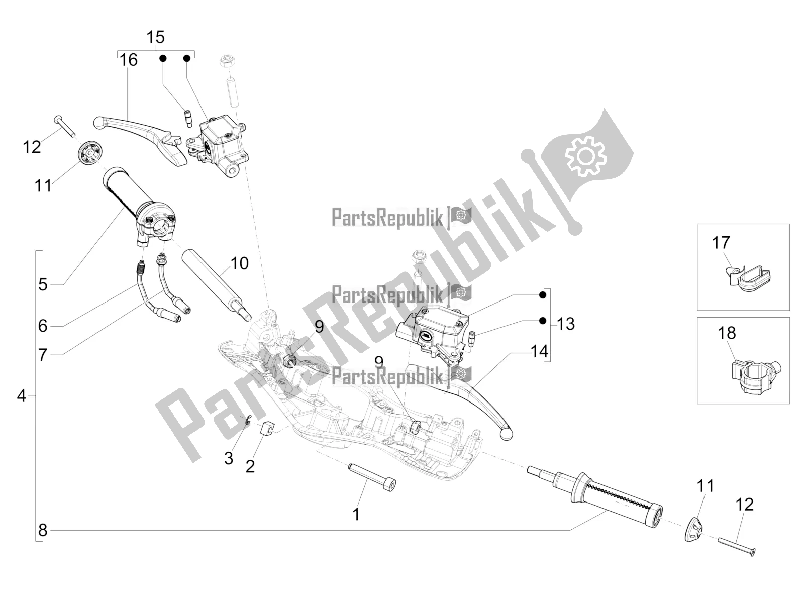 Toutes les pièces pour le Guidon - Master Cil. Du Vespa 946 150 4 STR / Red 2019