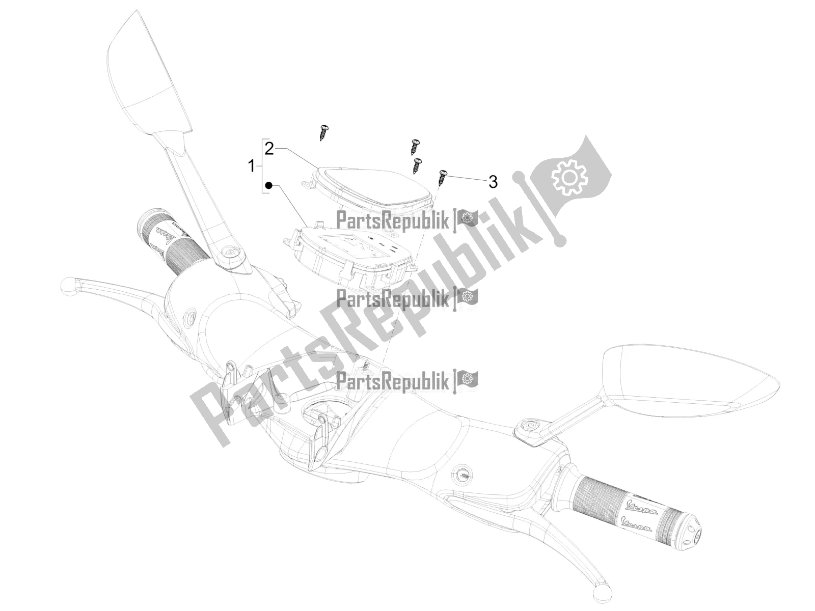All parts for the Meter Combination - Cruscotto of the Vespa 946 150 4 STR / Red 2019