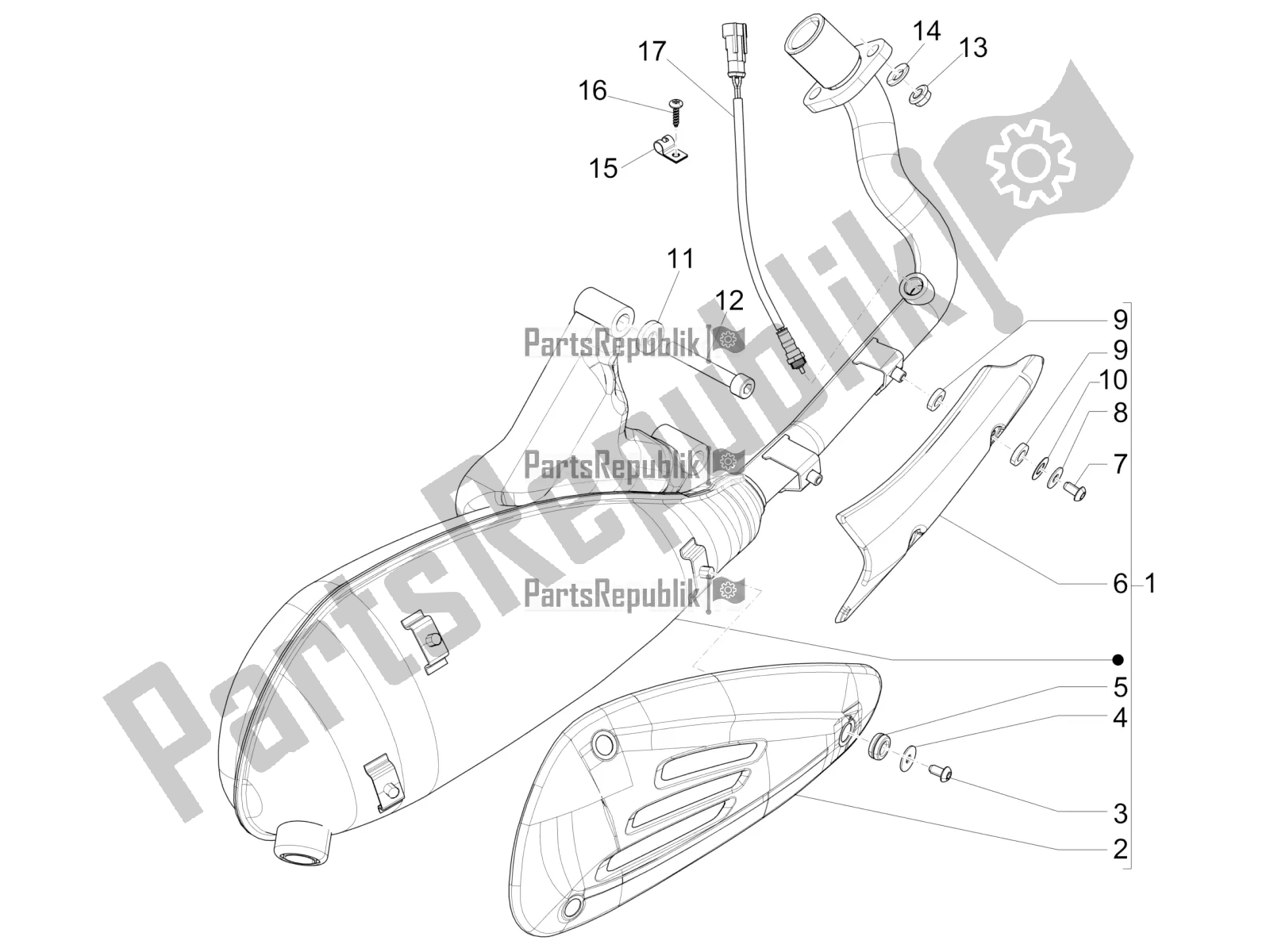 All parts for the Silencer of the Vespa 946 150 4 STR / Red 2019