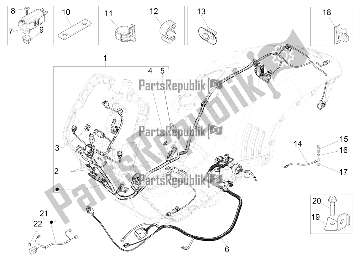 Toutes les pièces pour le Faisceau De Câbles Principal du Vespa 946 150 4 STR / Red 2020