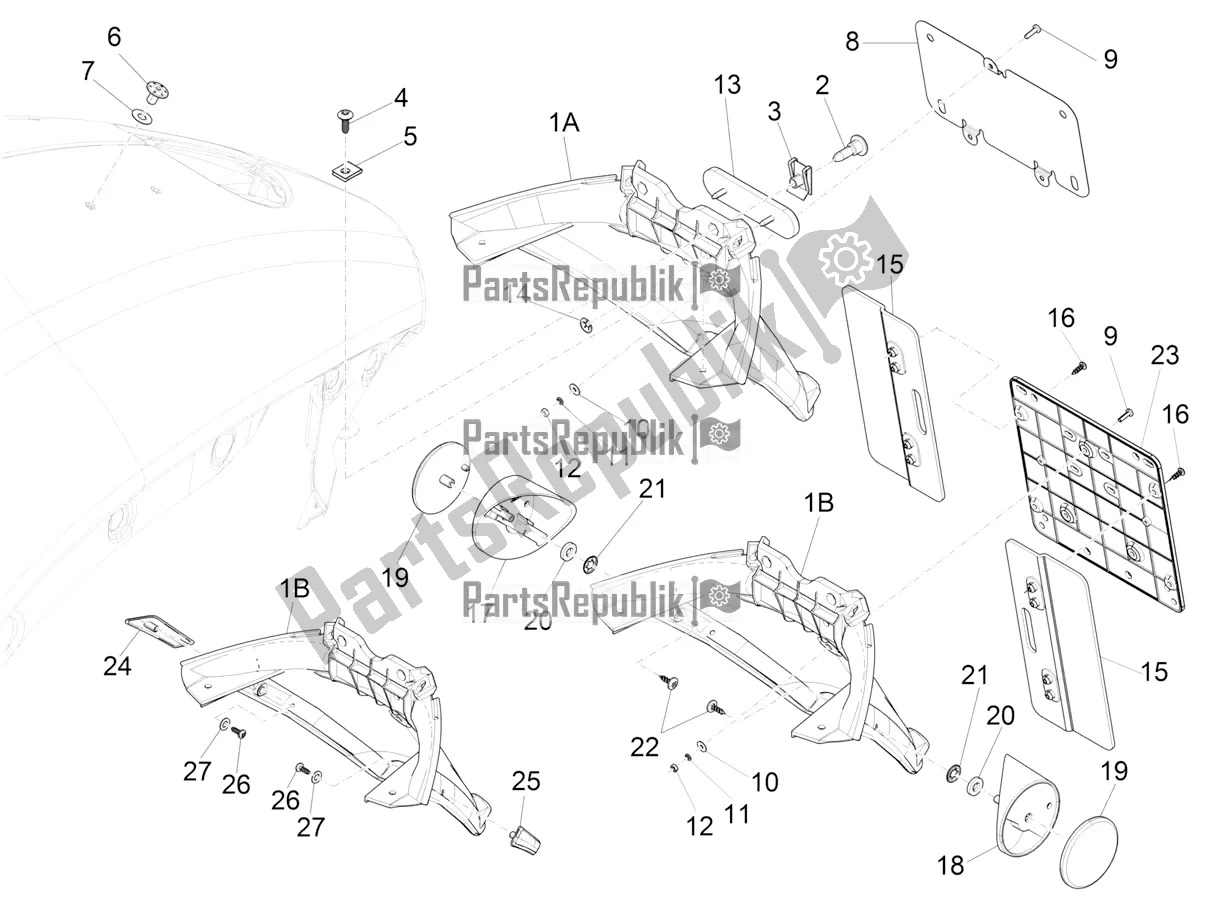 Toutes les pièces pour le Capot Arrière - Protection Contre Les éclaboussures du Vespa 946 150 4 STR / Red 2020