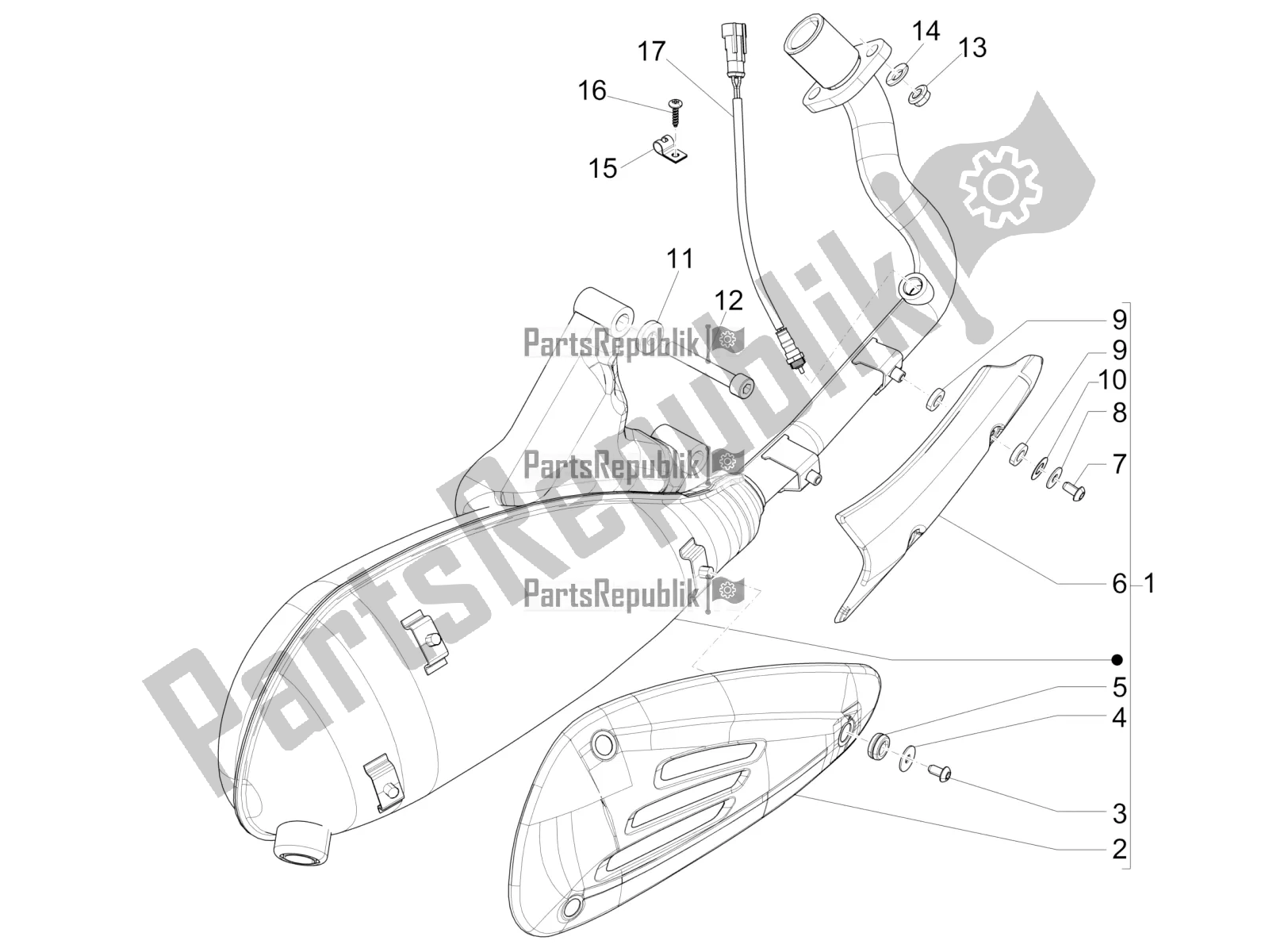 All parts for the Silencer of the Vespa 946 150 4 STR / Red 2020