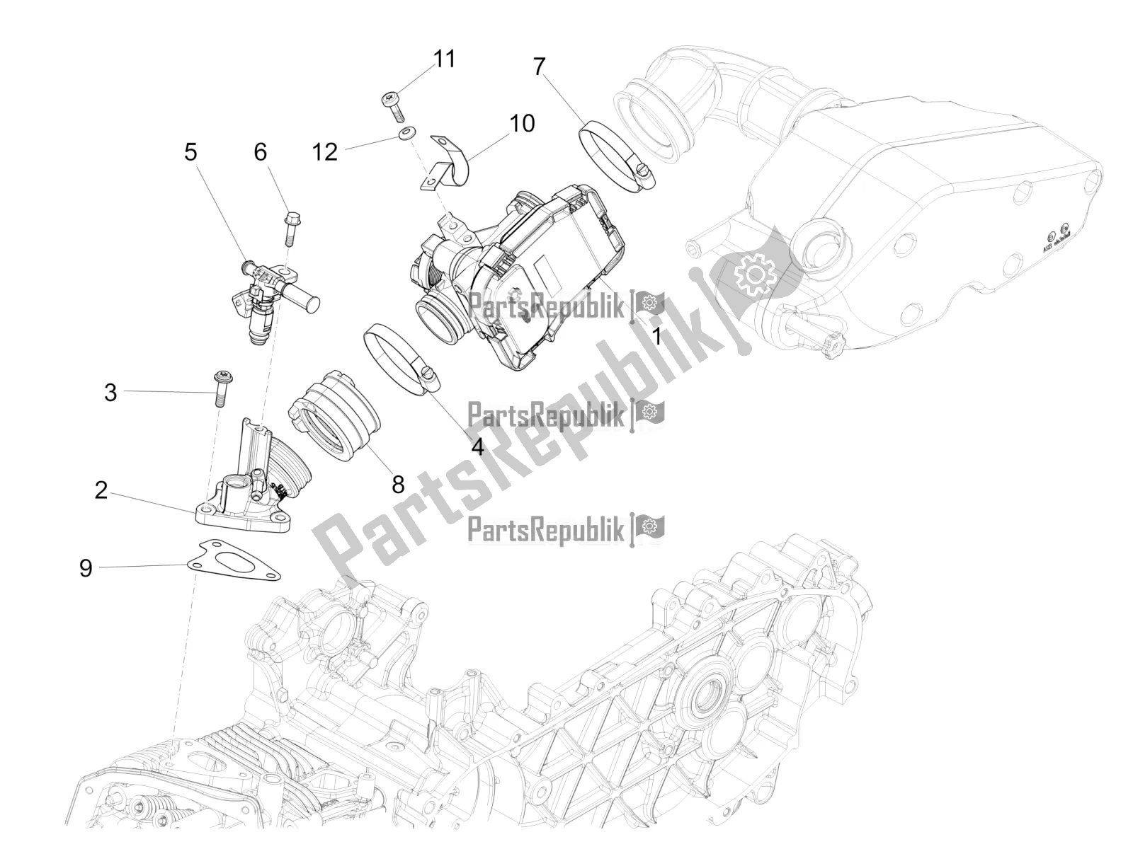 Todas las partes para Throttle Body - Injector - Induction Joint de Vespa 946 150 4 STR / Red 2020