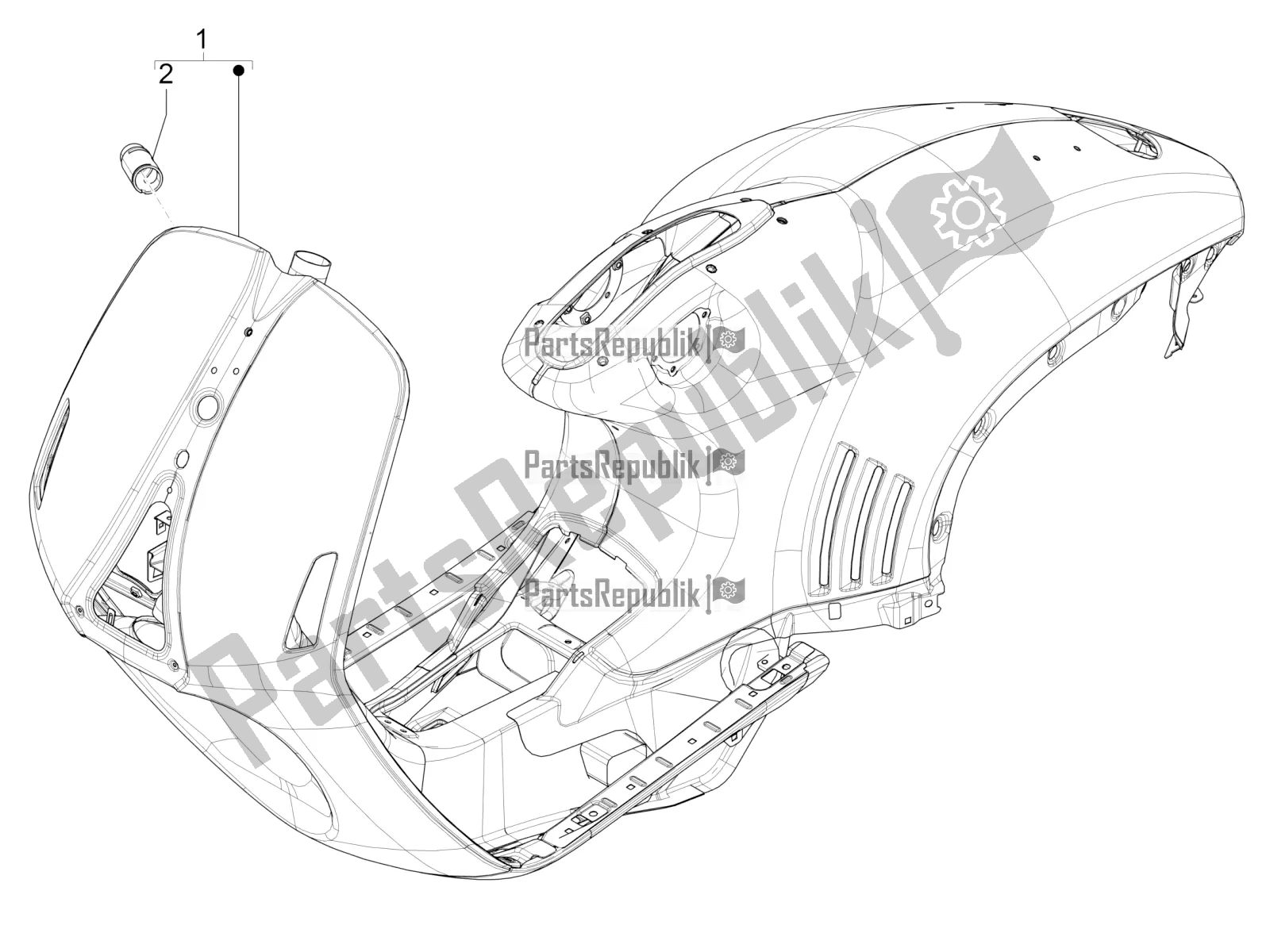 All parts for the Frame/bodywork of the Vespa 946 150 4 STR / Red 2021