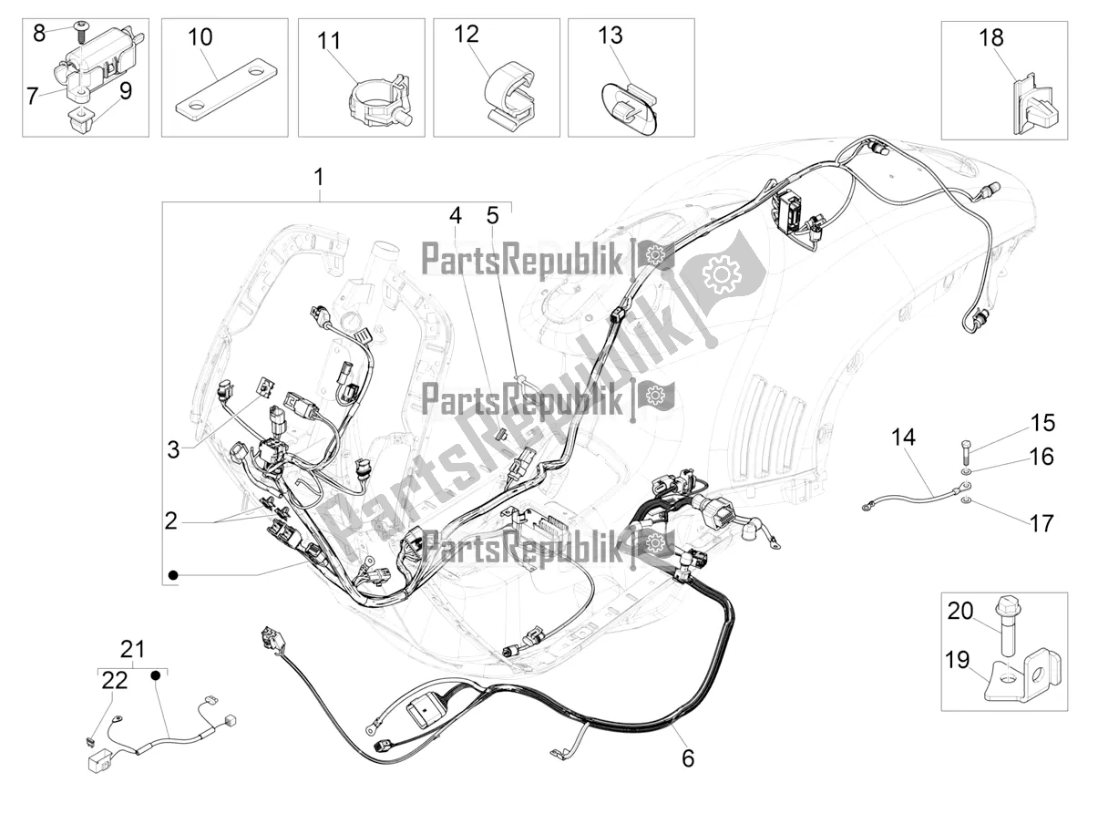 Toutes les pièces pour le Faisceau De Câbles Principal du Vespa 946 150 4 STR / Red 2021