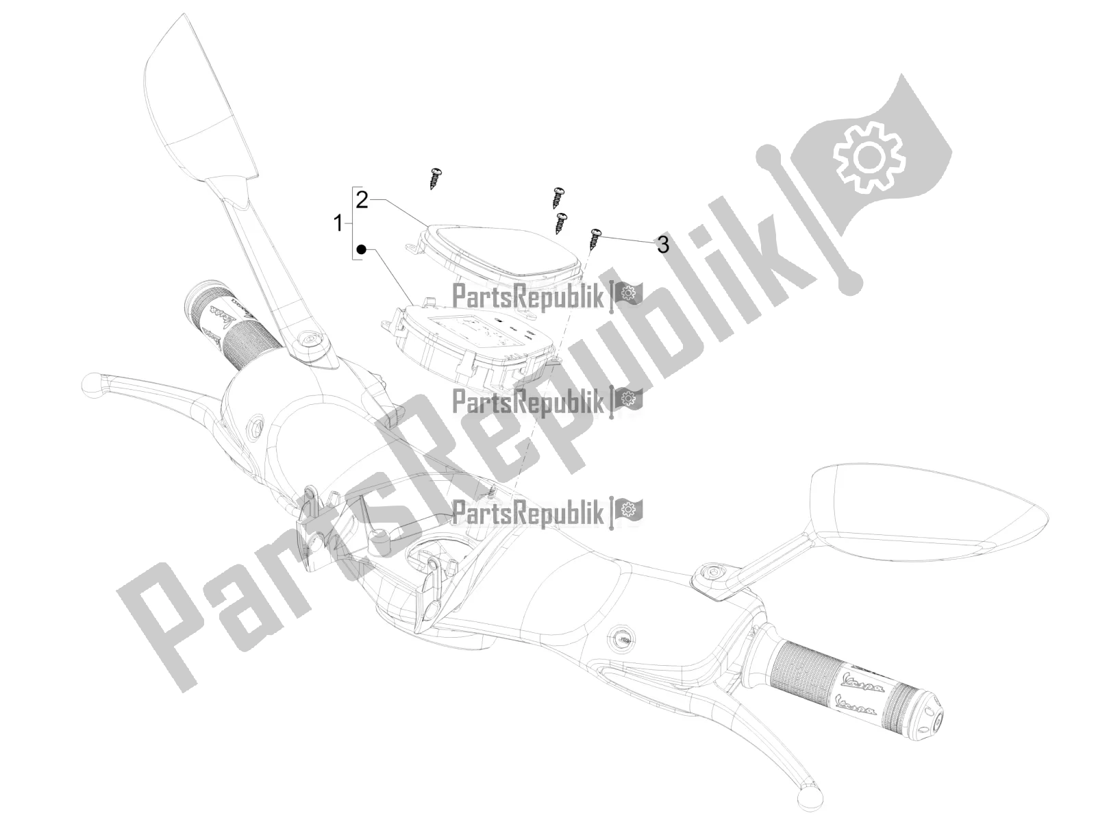 All parts for the Meter Combination - Cruscotto of the Vespa 946 150 4 STR / Red 2021