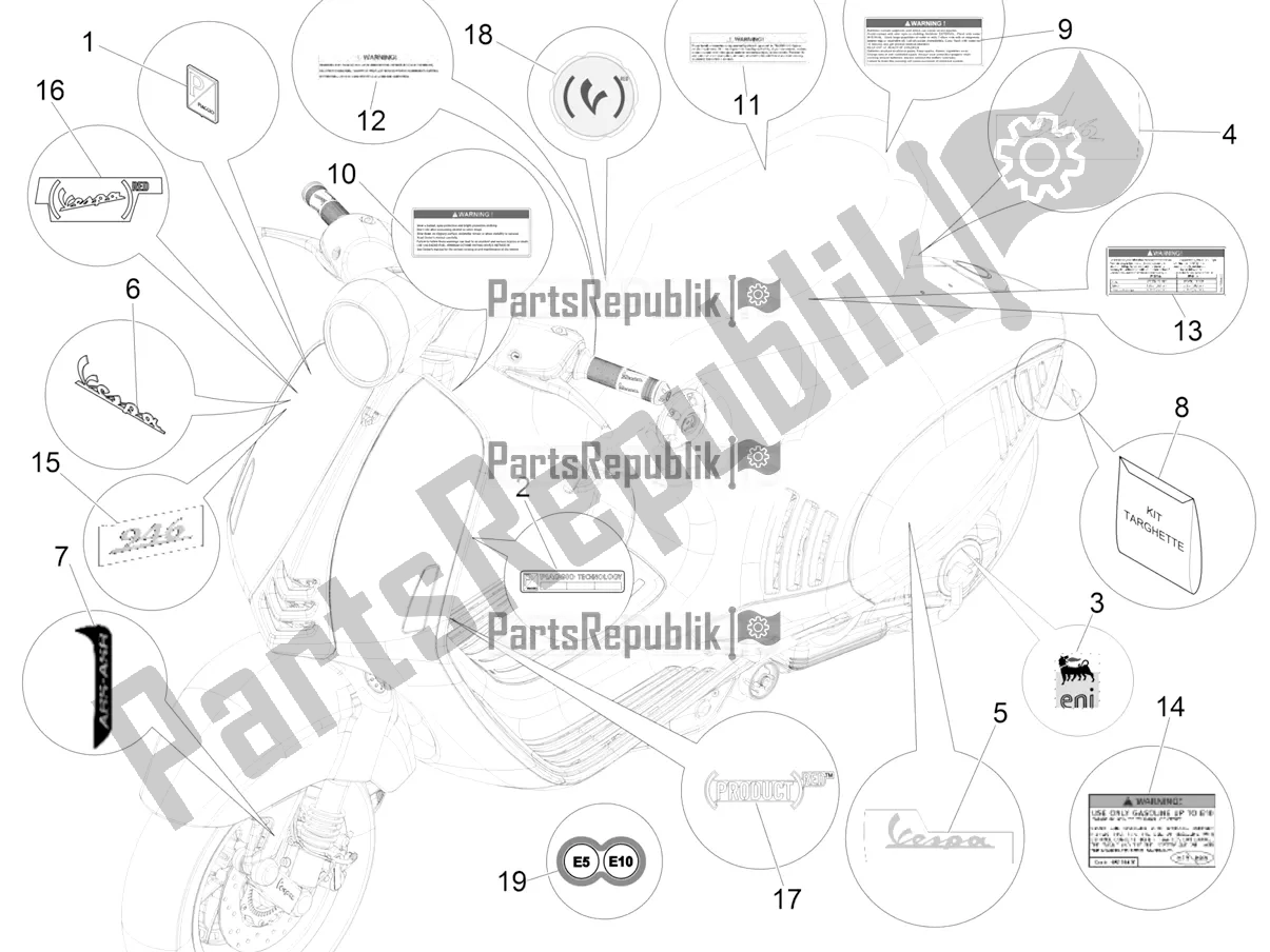 Toutes les pièces pour le Plaques - Emblèmes du Vespa 946 150 4 STR / Red 2021