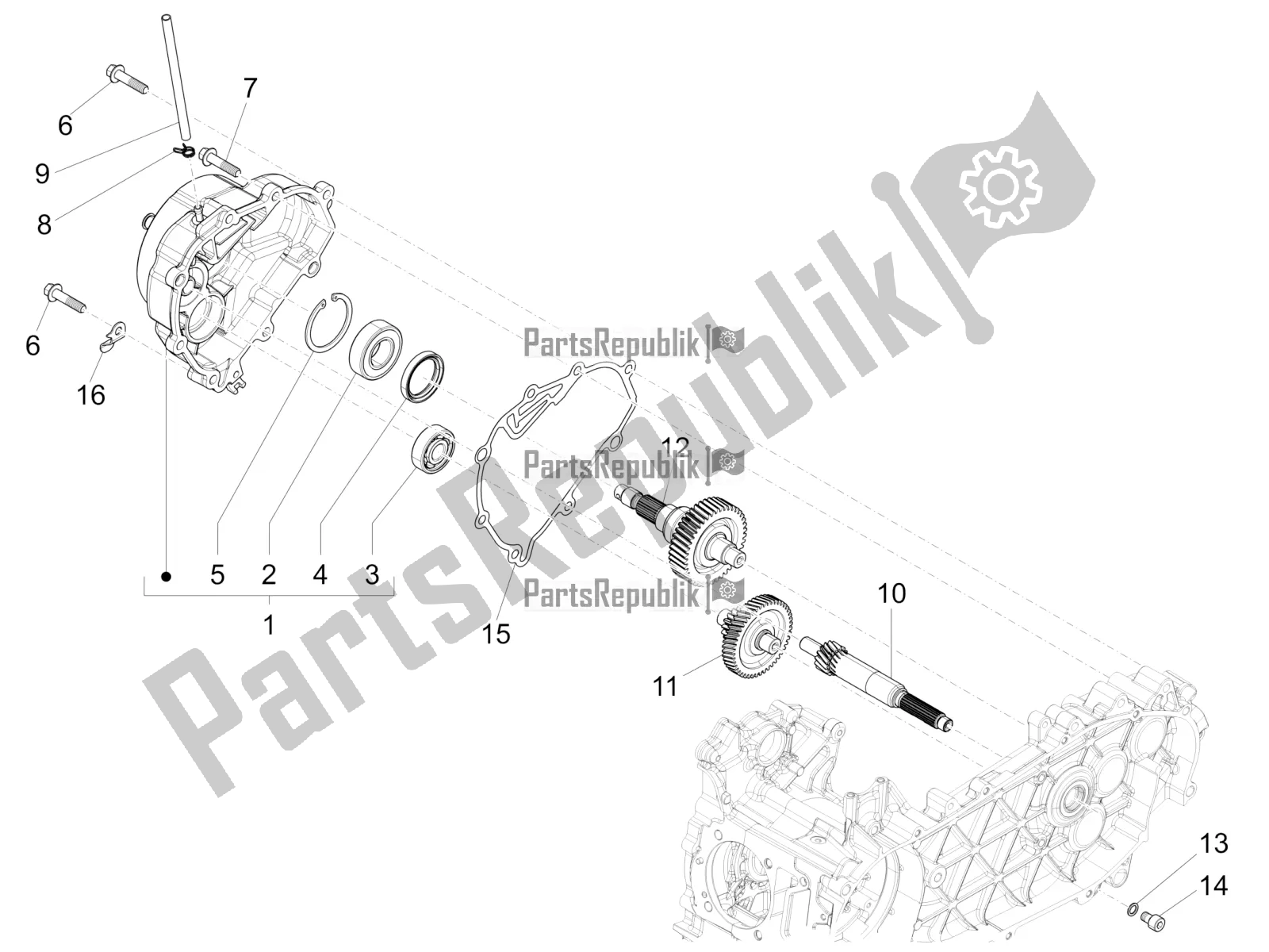 All parts for the Reduction Unit of the Vespa 946 150 4 STR / Red 2021