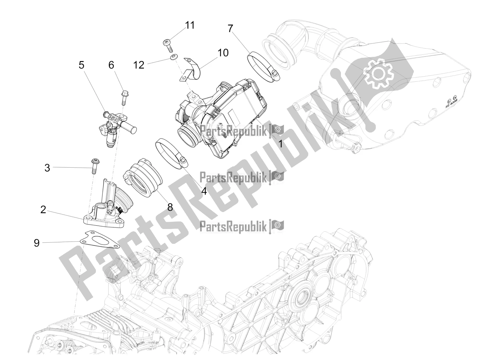 Toutes les pièces pour le Throttle Body - Injector - Induction Joint du Vespa 946 150 4 STR / Red 2021