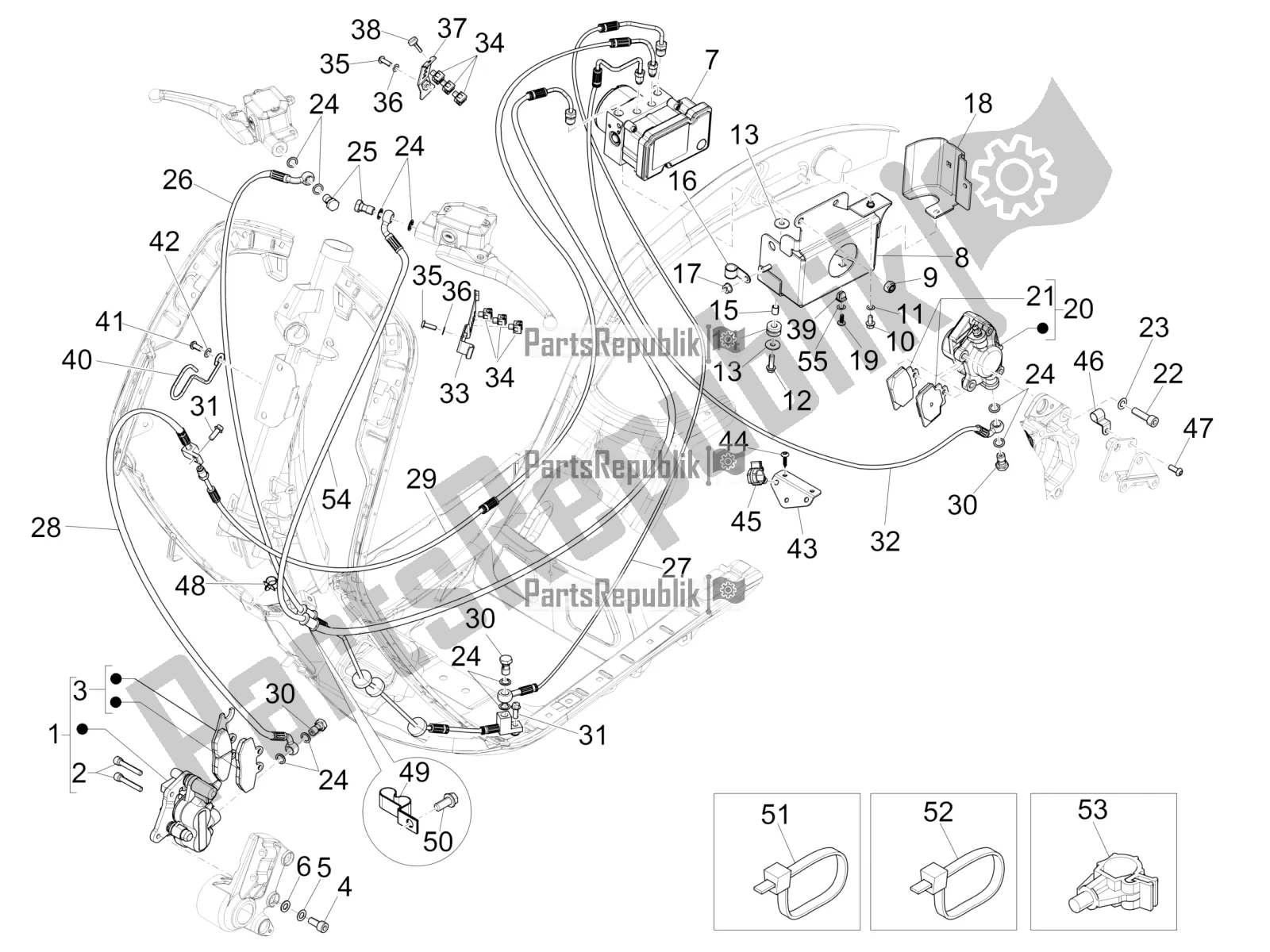 Toutes les pièces pour le Tuyaux De Freins - étriers (abs) du Vespa 946 150 4 STR / Red 2022