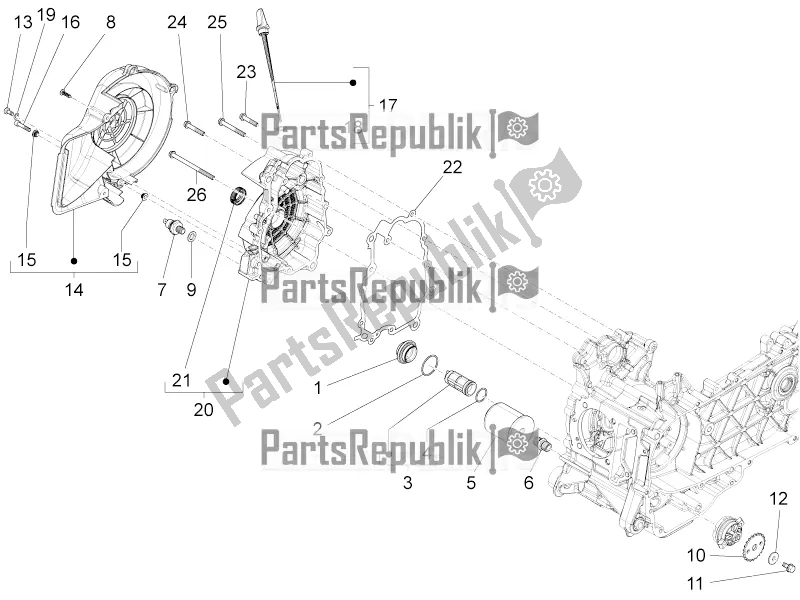 Toutes les pièces pour le Couvercle Magnéto Volant - Filtre à Huile du Vespa 946 150 4 STR / Red 2022