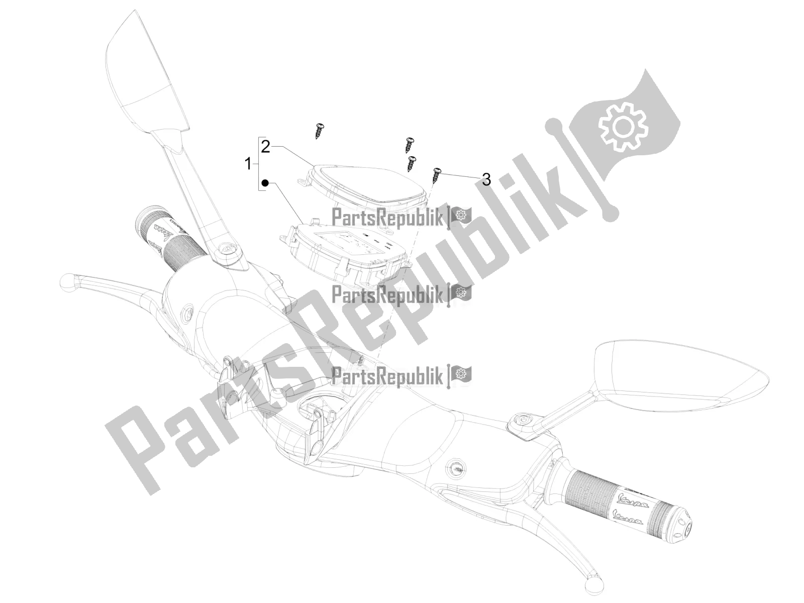 Toutes les pièces pour le Combinaison De Compteurs - Cruscotto du Vespa 946 150 4 STR / Red 2022