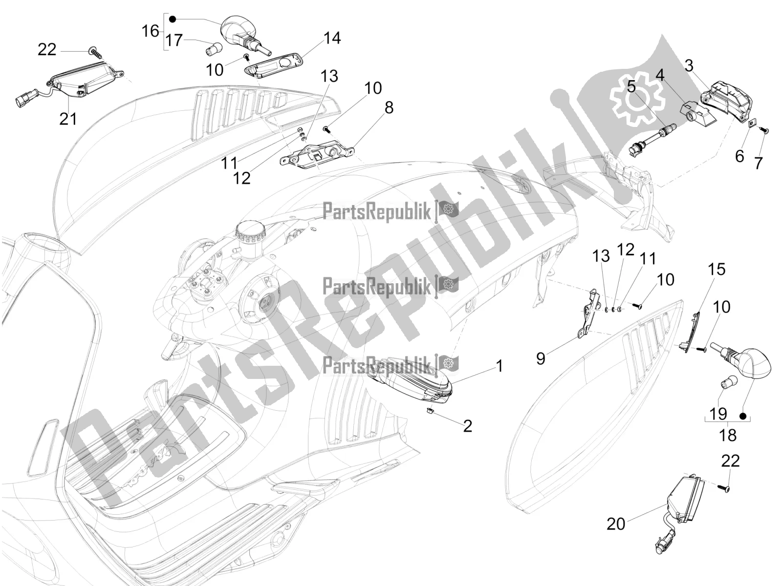 Toutes les pièces pour le Phares Arrière - Clignotants du Vespa 946 150 4 STR / Red 2022