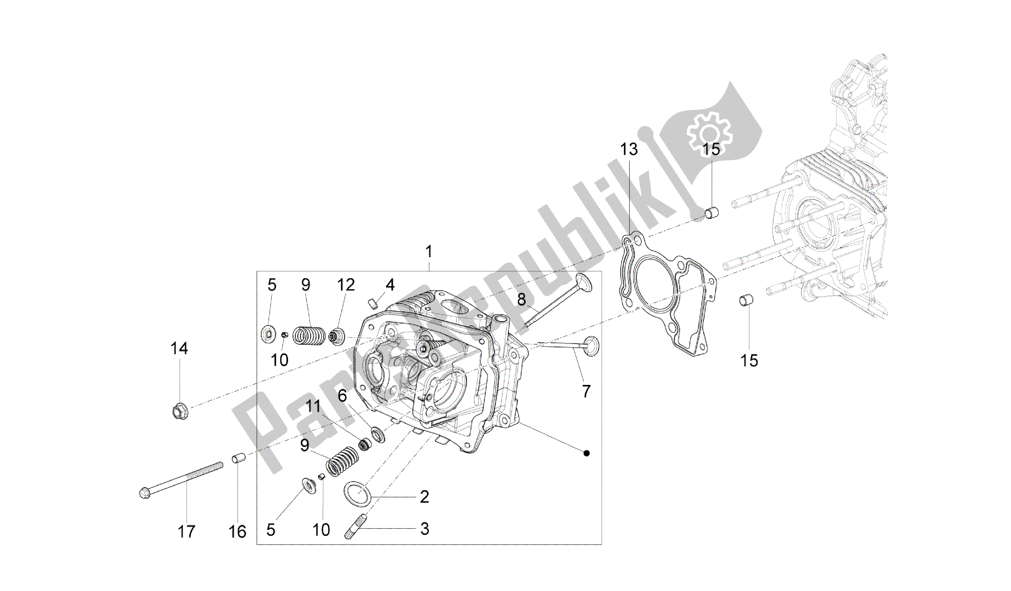 All parts for the Head Unit - Valve of the Vespa 946 150 2013 - 2014