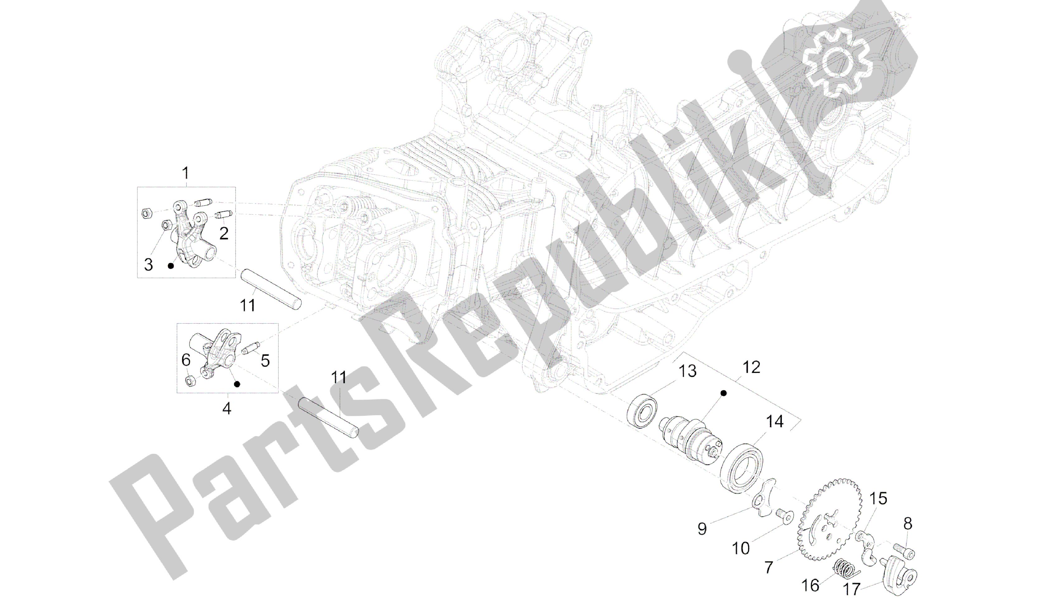 Todas las partes para Unidad De Soporte De Palancas Oscilantes de Vespa 946 150 2013 - 2014