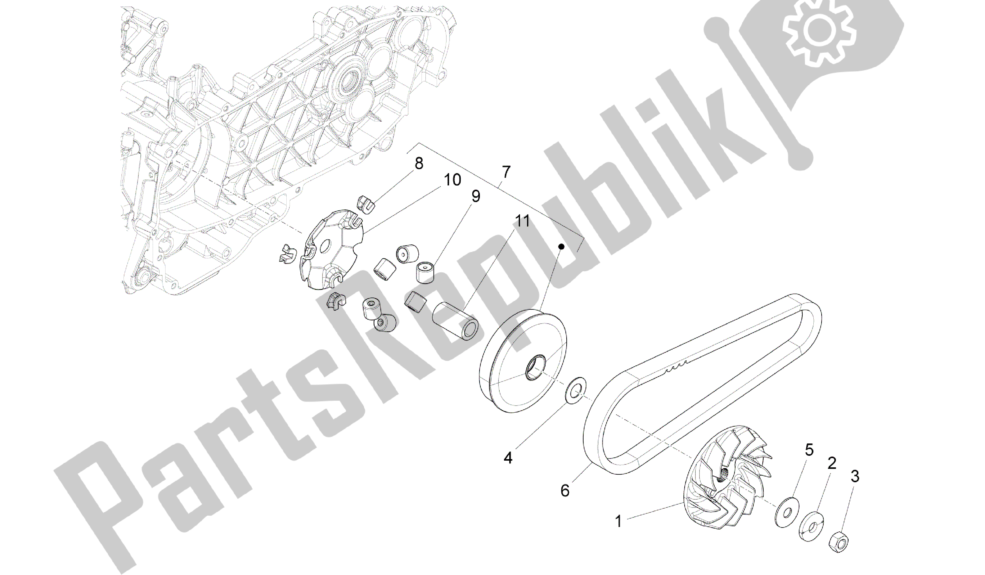 All parts for the Driving Pulley of the Vespa 946 150 2013 - 2014