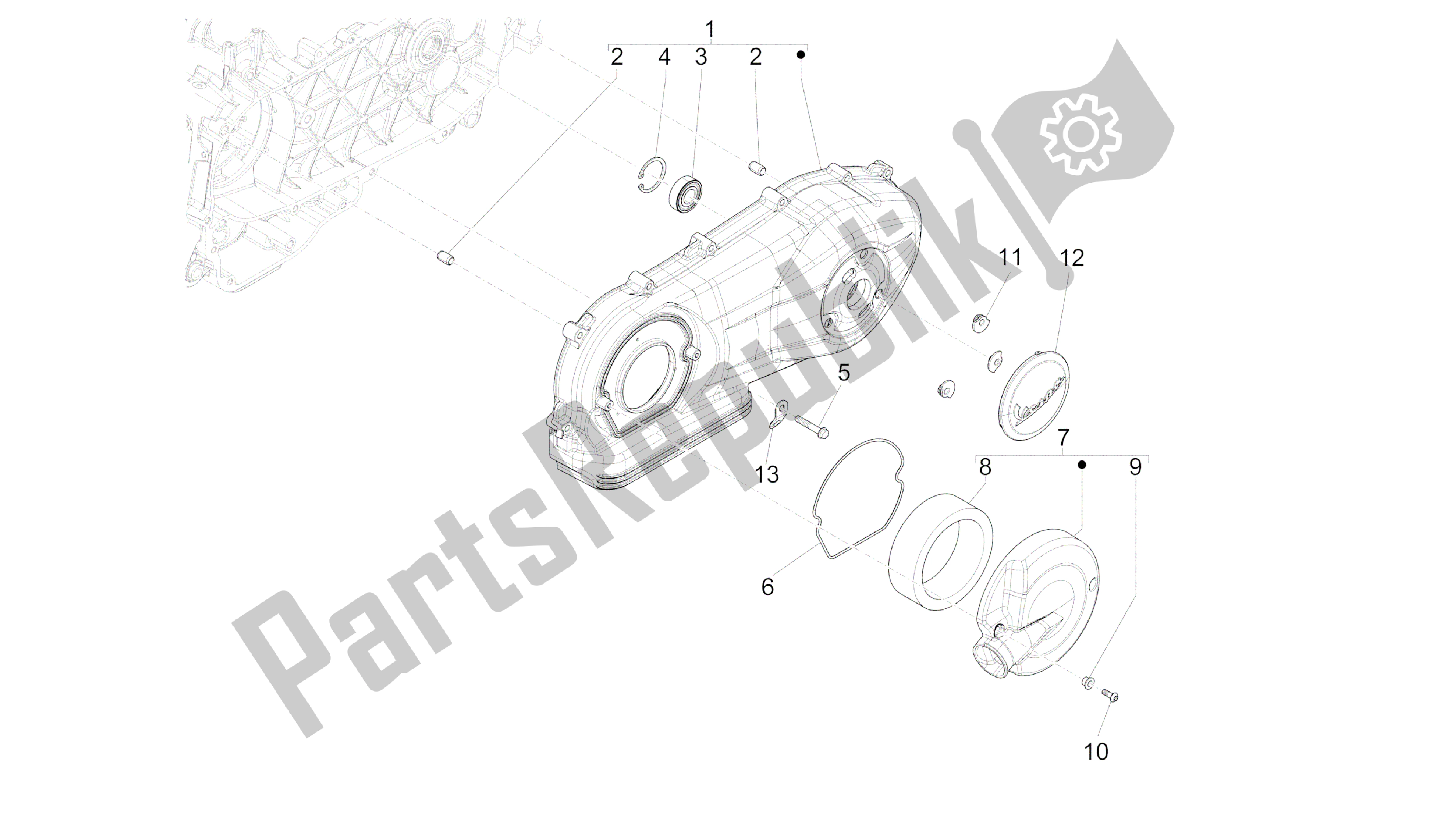 Wszystkie części do Pokrywa Skrzyni Korbowej - Ch? Odzenie Skrzyni Korbowej Vespa 946 150 2013 - 2014