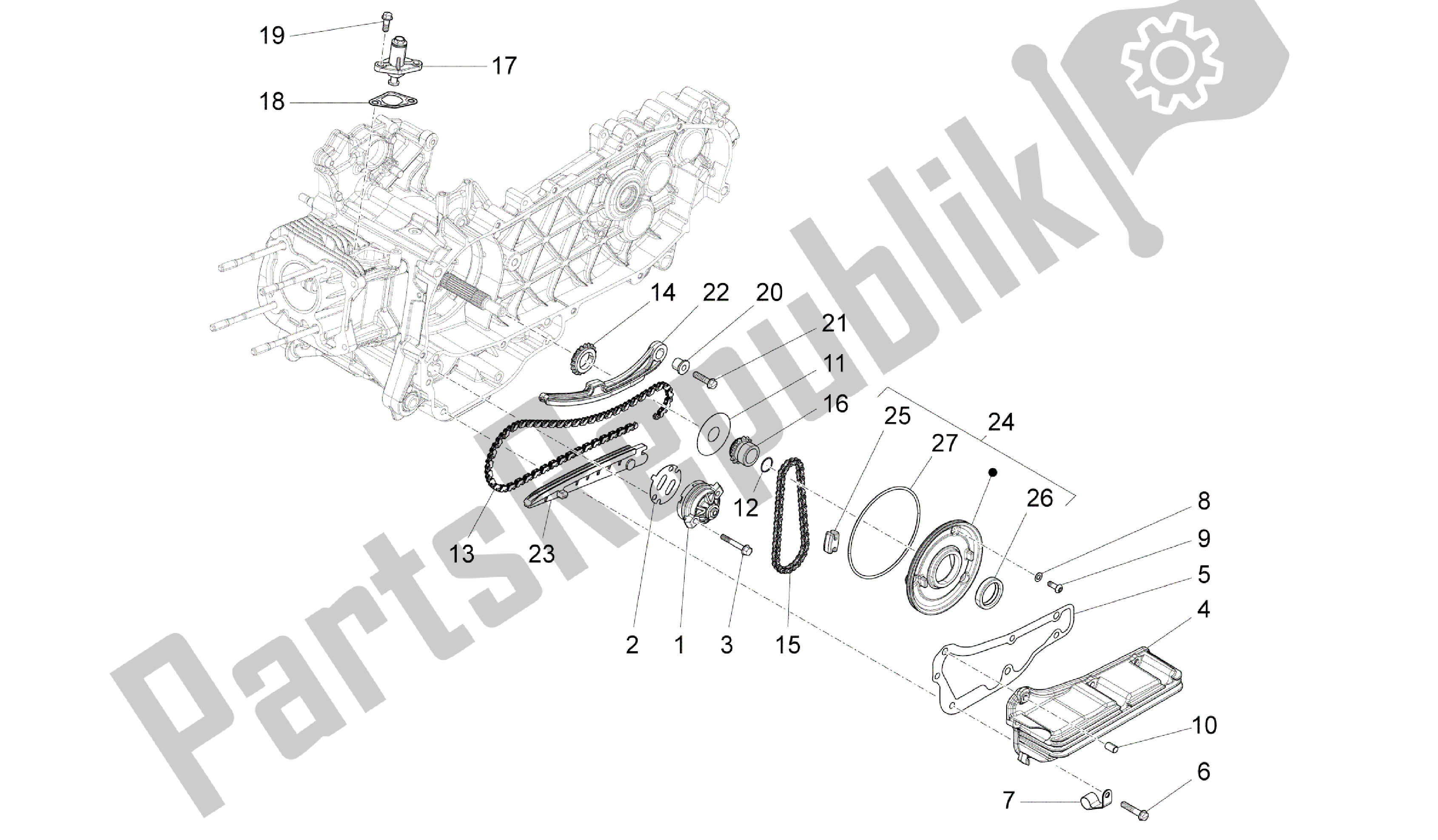 All parts for the Oil Pump of the Vespa 946 150 2013 - 2014