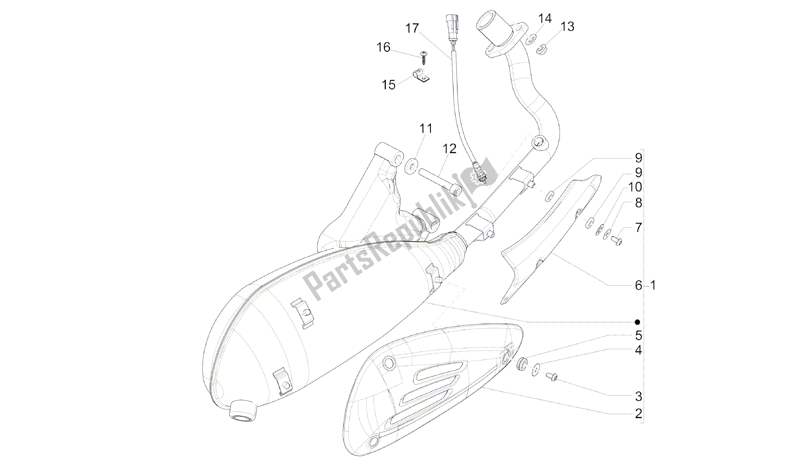 All parts for the Silencer of the Vespa 946 150 2013 - 2014