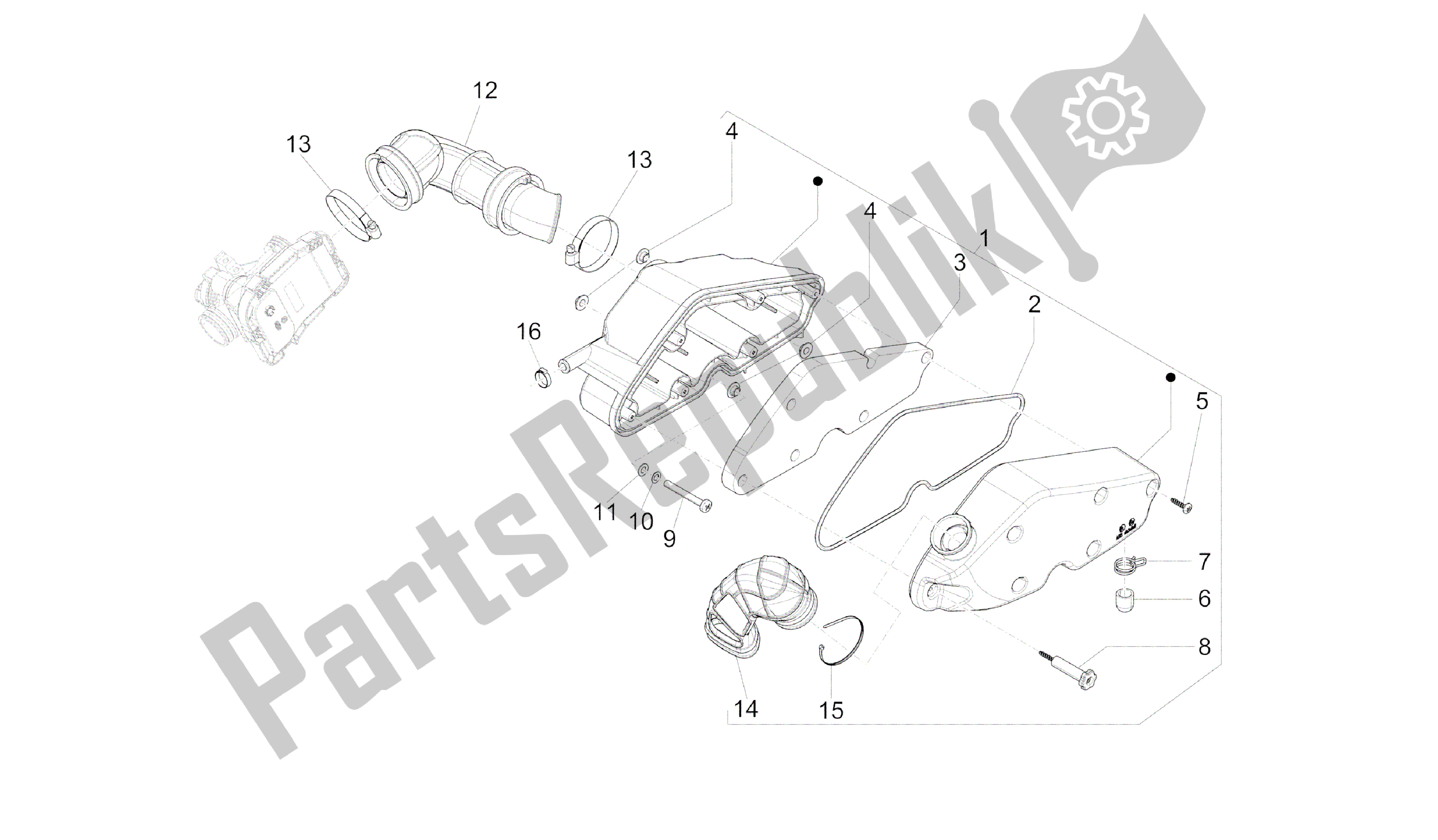 Alle onderdelen voor de Luchtfilter van de Vespa 946 150 2013 - 2014
