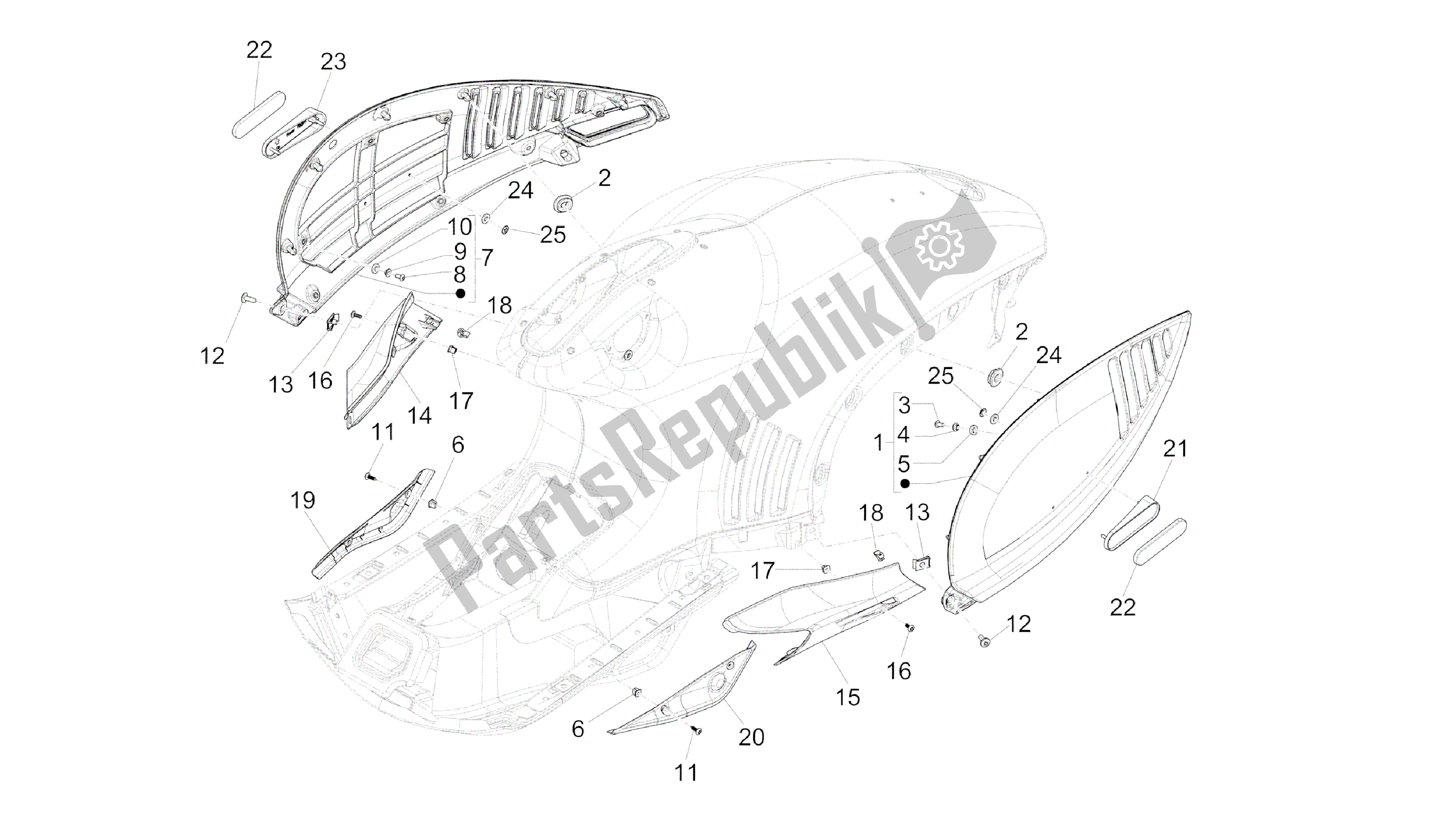 Toutes les pièces pour le Couvercle Latéral - Spoiler du Vespa 946 150 2013 - 2014