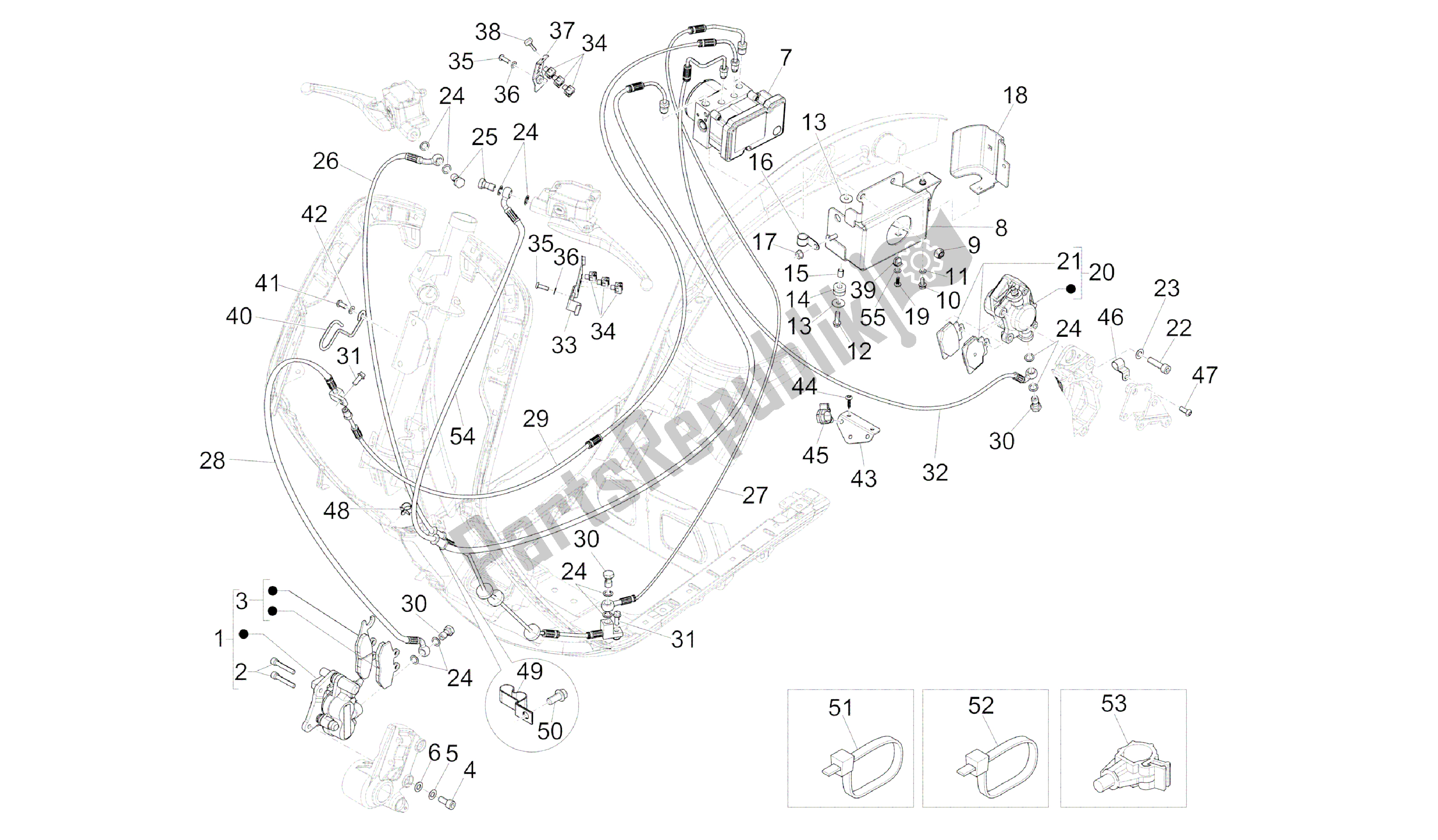 Alle onderdelen voor de Remmen Buizen - Remklauwen (abs) van de Vespa 946 150 2013 - 2014